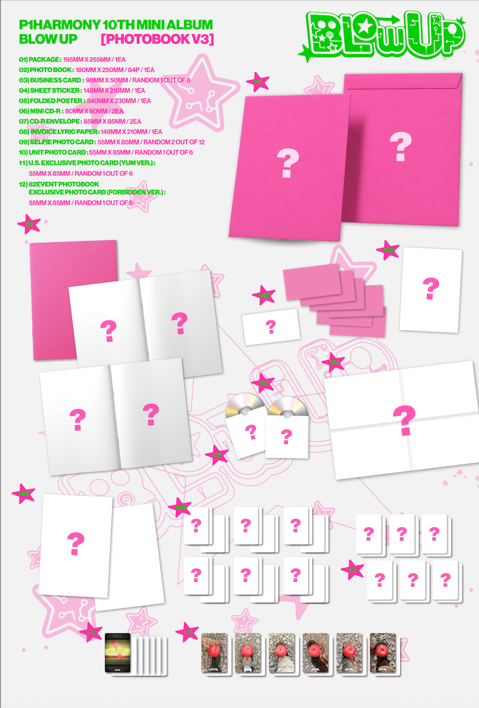 Kai Media [82EVENT Exclusive] P1Harmony - Blow Up (10th Mini Album) [1 PER VER PER CUSTOMER] V3 Kawaii Gifts