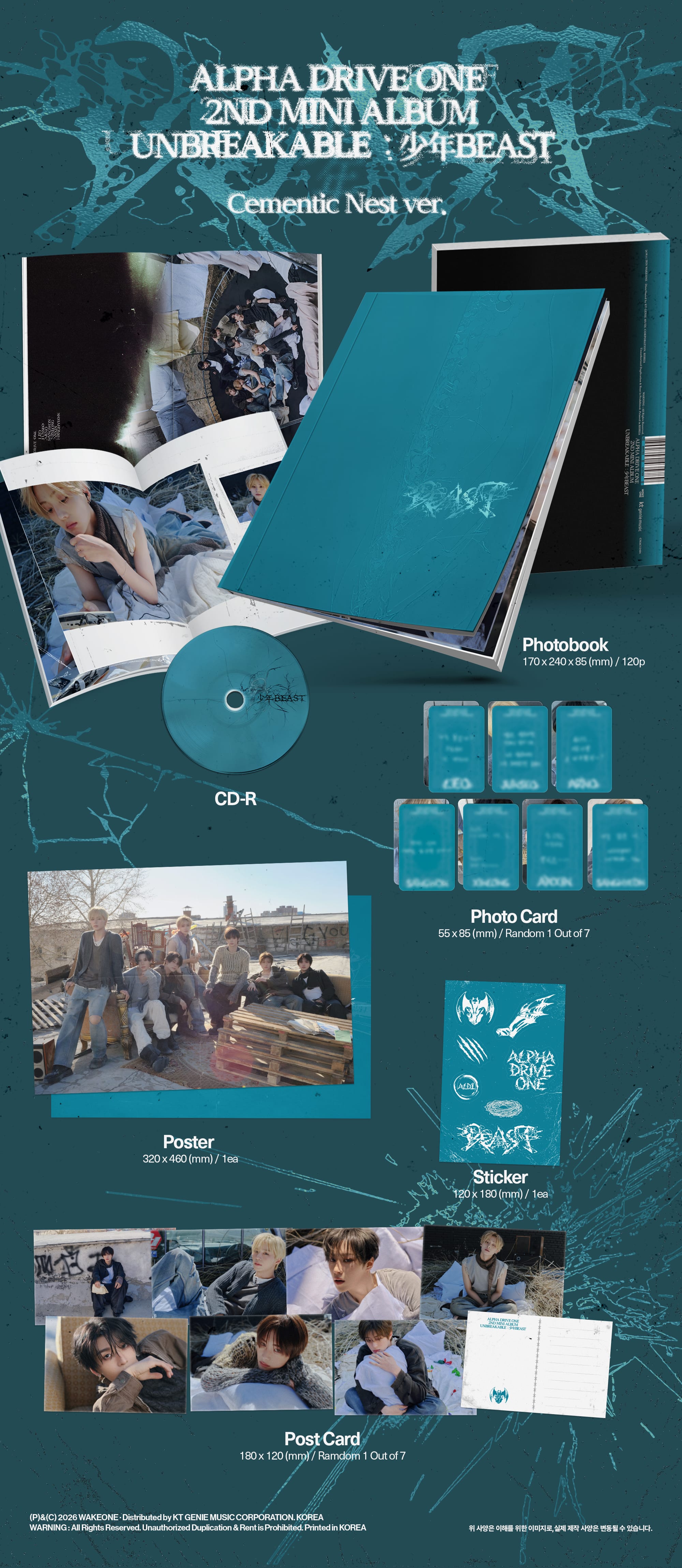 Kai Media ALPHA DRIVE ONE - 2nd Mini Album 'Unbreakable: 少年Beast' [ONE PER VER PER PERSON] Kawaii Gifts
