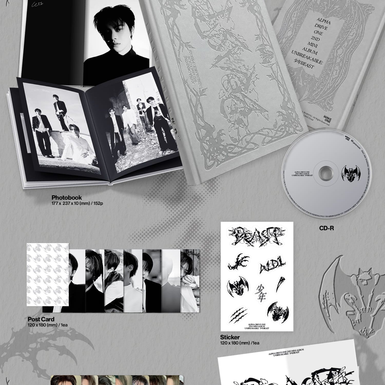 Kai Media ALPHA DRIVE ONE - 2nd Mini Album 'Unbreakable: 少年Beast' [ONE PER VER PER PERSON] Kawaii Gifts
