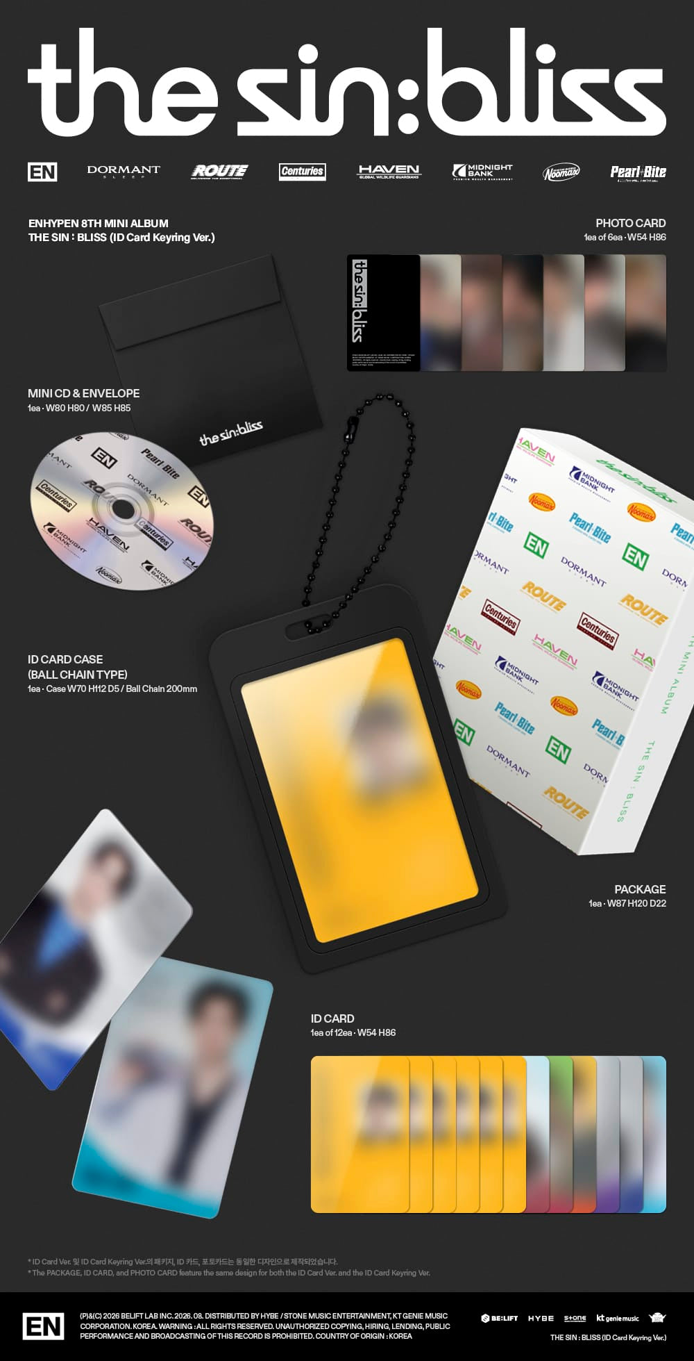 Kai Media ENHYPEN - The Sin : Bliss (ID Card Keyring Ver.) Kawaii Gifts
