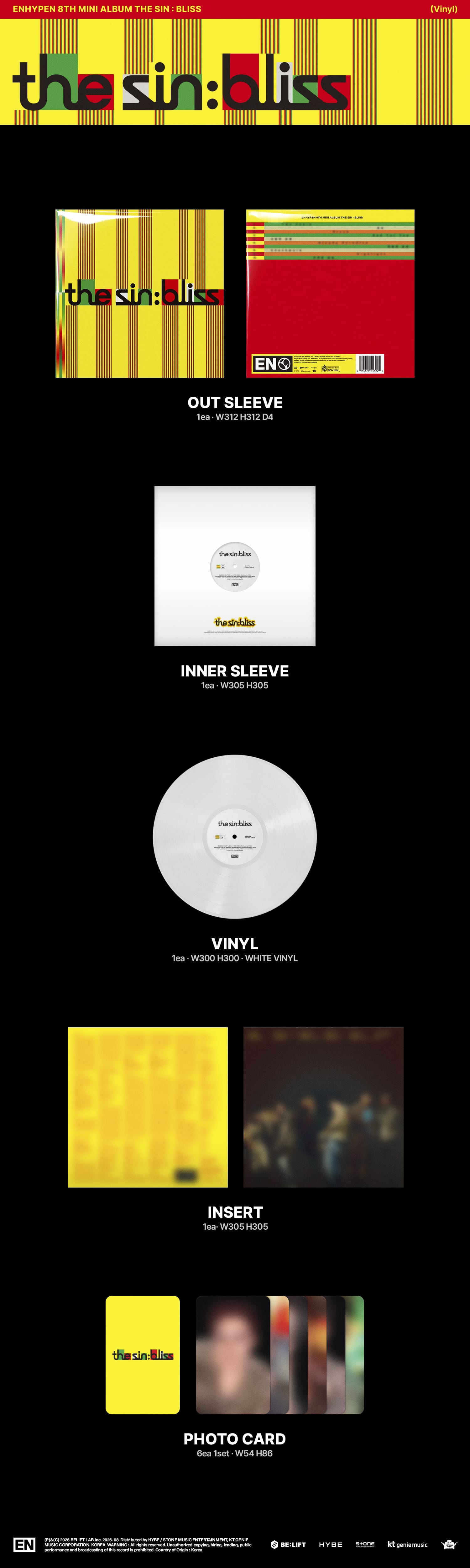 Kai Media ENHYPEN - The Sin : Bliss (Vinyl Ver.) [ONE PER CUSTOMER] Kawaii Gifts