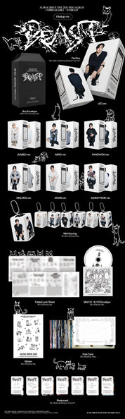Kai Media [hello82 Exclusive] ALPHA DRIVE ONE - 2nd Mini Album 'Unbreakable: 少年Beast' (Hissing Ver.) [TWO PER PERSON] Kawaii Gifts