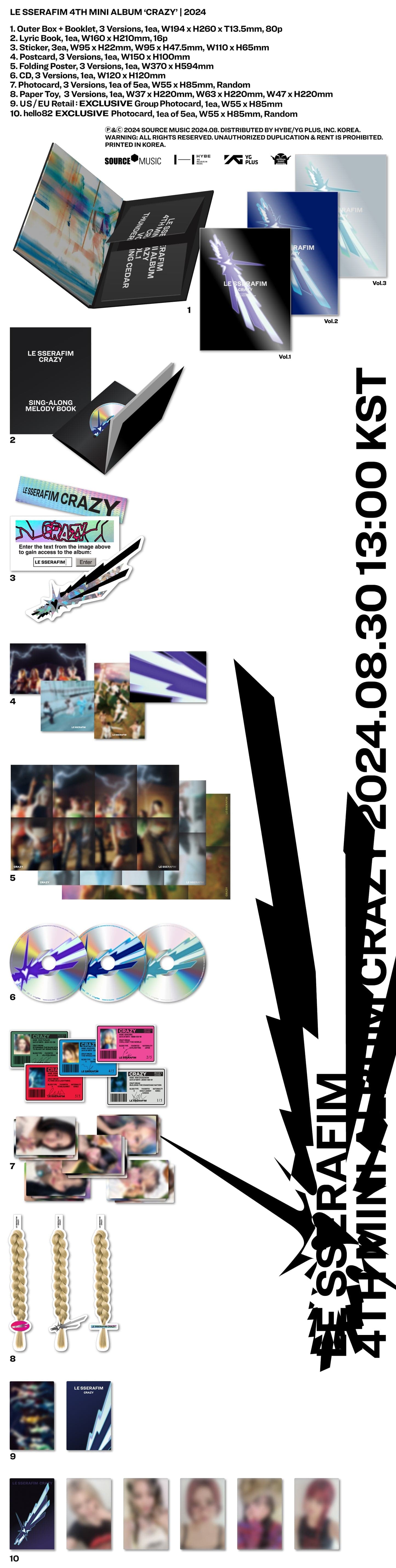hello82 Exclusive] LE SSERAFIM - 4th Mini Album 'CRAZY' – Kawaii Gifts