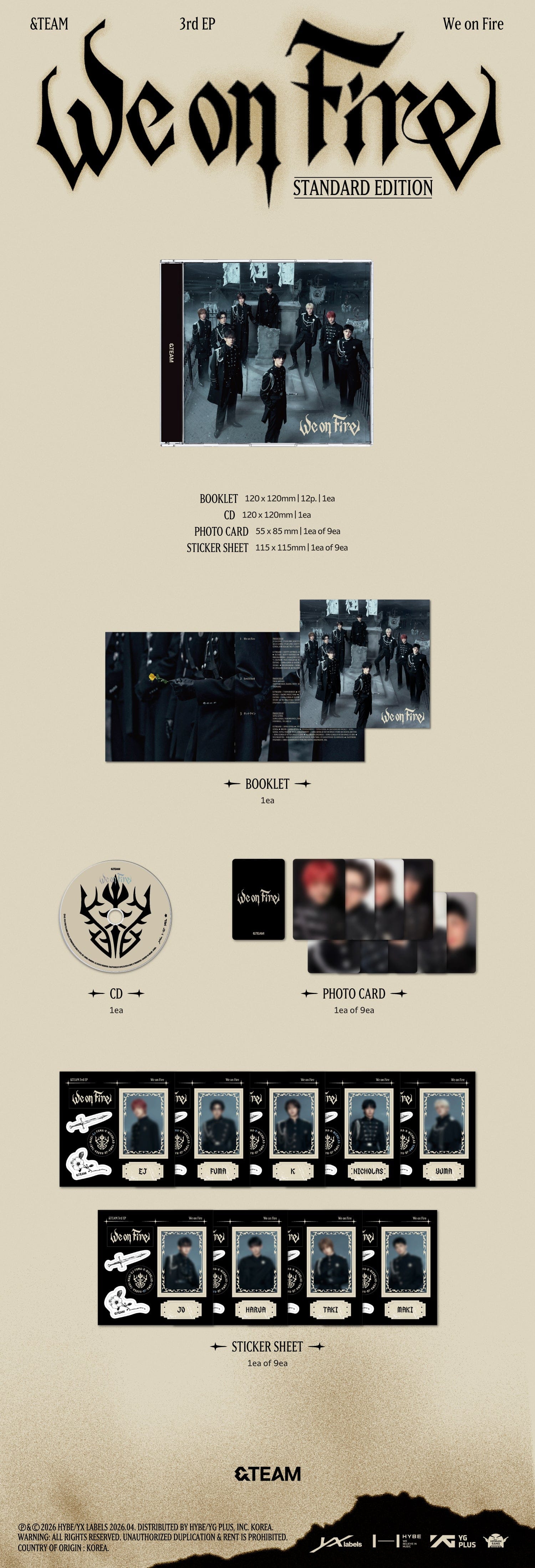 Kai Media [hello82 Exclusive] &TEAM - 3rd EP ‘We On Fire’ (Standard ver.) Kawaii Gifts