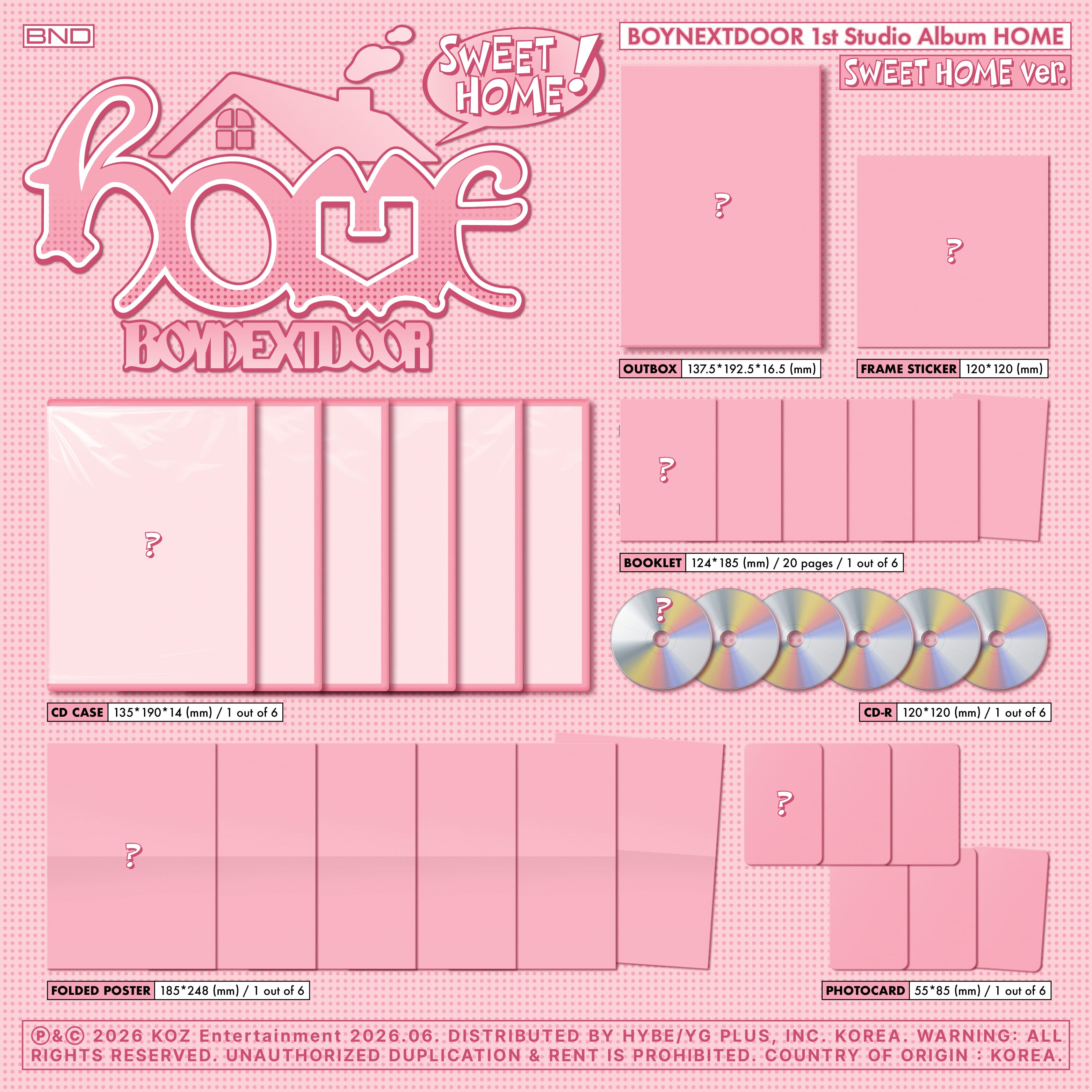 Kai Media [hello82 Pop-Up Exclusive] BOYNEXTDOOR - 1st Studio Album 'Home' Compact (Sweet Home Ver.) Kawaii Gifts