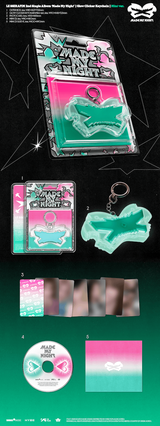 Kai Media LE SSERAFIM - 2nd Single Album 'Made My Night' (Glow Clicker Keychaim Ver.) [ONE PER PERSON] Kawaii Gifts