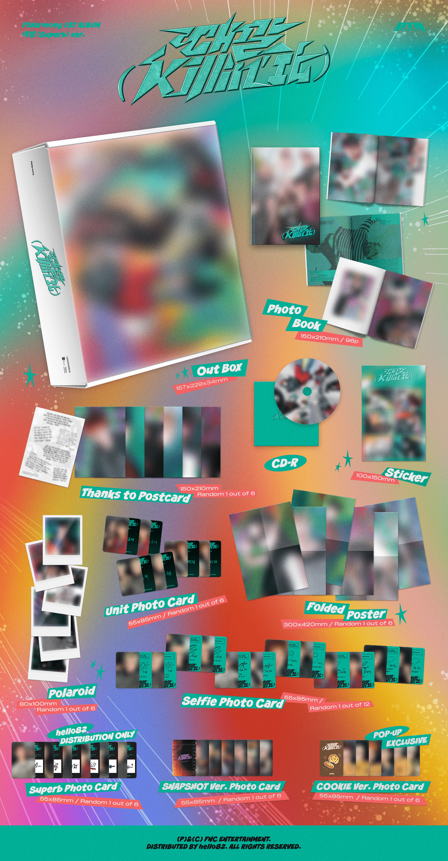 Kai Media [Pop-Up Exclusive] P1Harmony - 1st Album : Killin' It (Box Set) Superb Kawaii Gifts