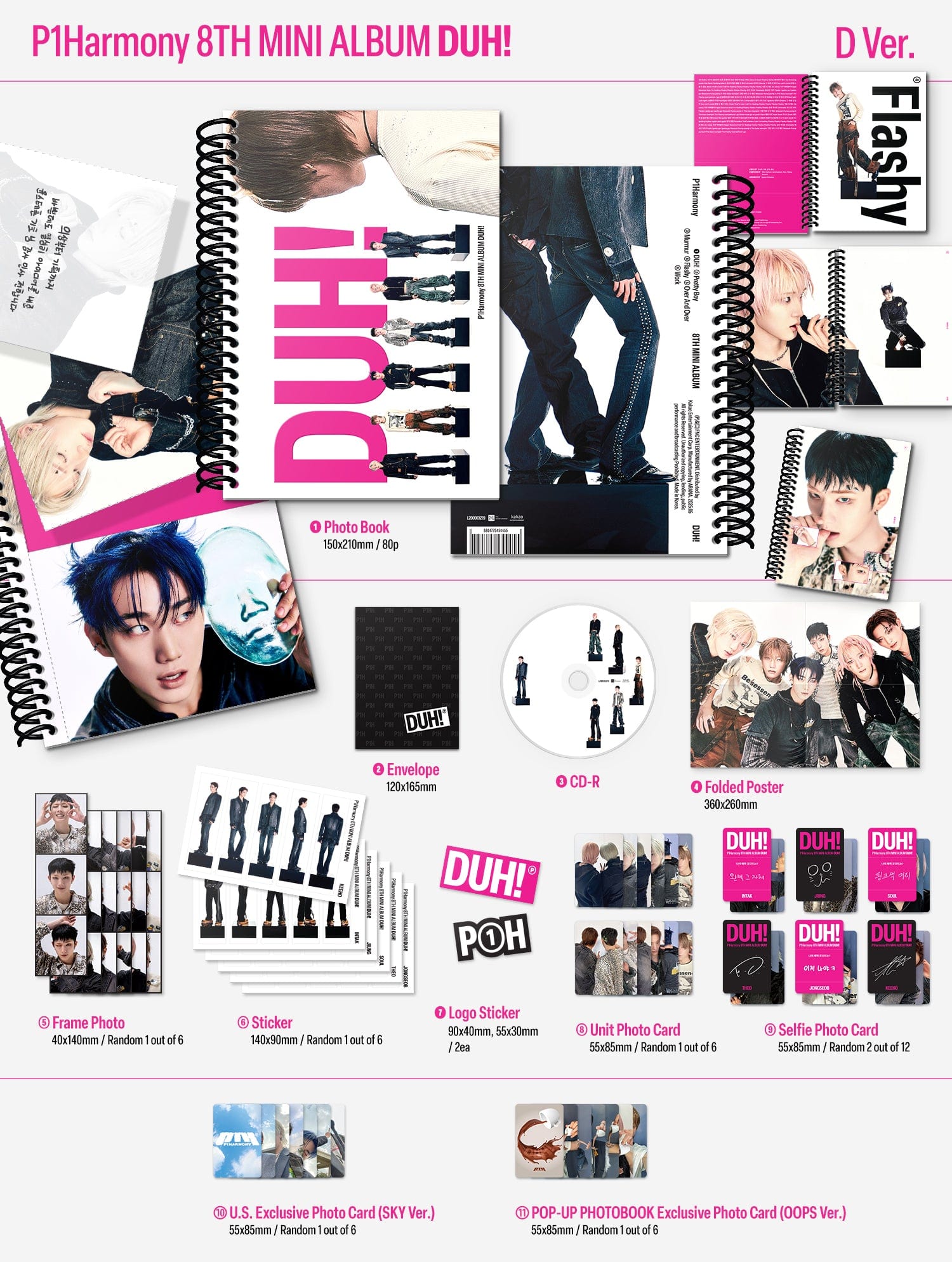 Kai Media [Pop-Up Exclusive] P1Harmony - Duh! (8th Mini Album) D Kawaii Gifts
