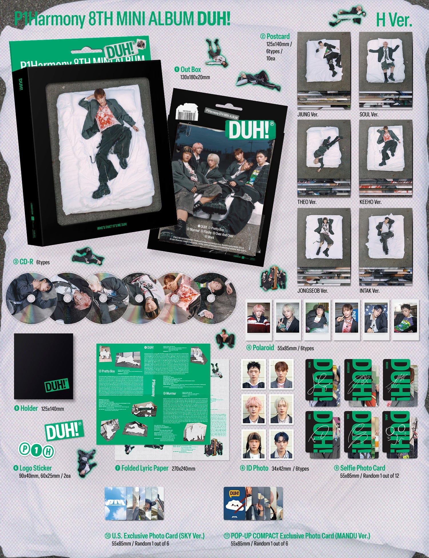 Kai Media [Pop-Up Exclusive] P1Harmony - Duh! (8th Mini Album) H Kawaii Gifts