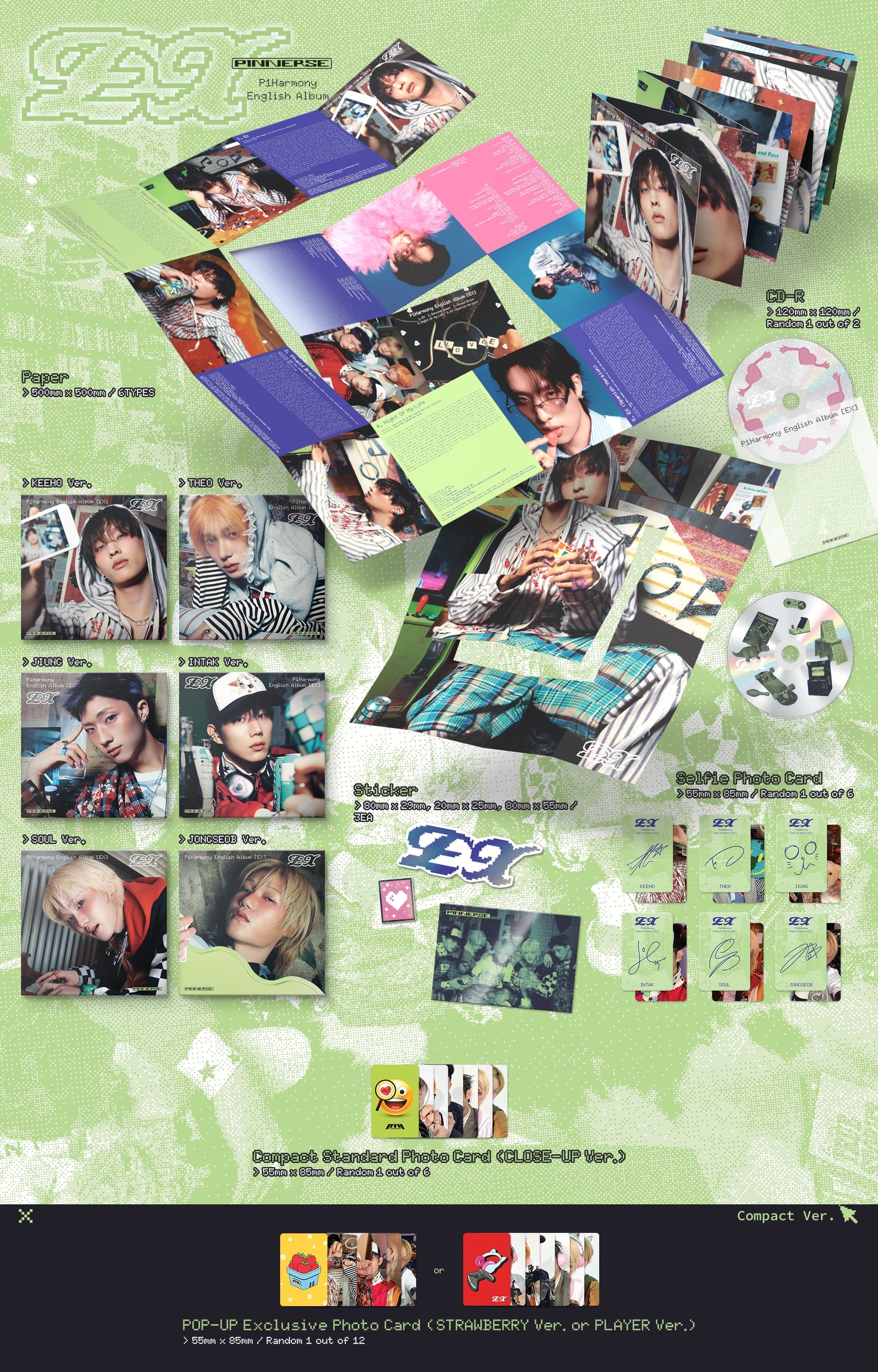 Kai Media [Pop-Up Exclusive] P1Harmony - EX (1st English Album) (Compact Ver.) Kawaii Gifts