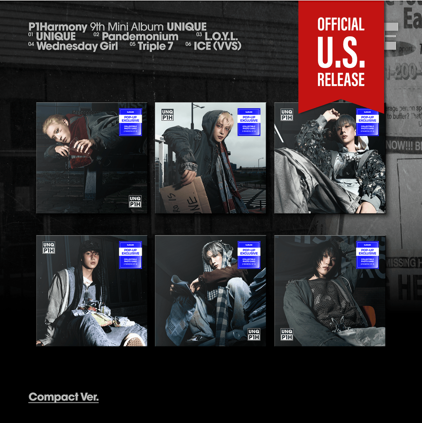 Kai Media [Pop-Up Exclusive] P1Harmony - Unique (9th Mini Album) Compact Ver. Kawaii Gifts