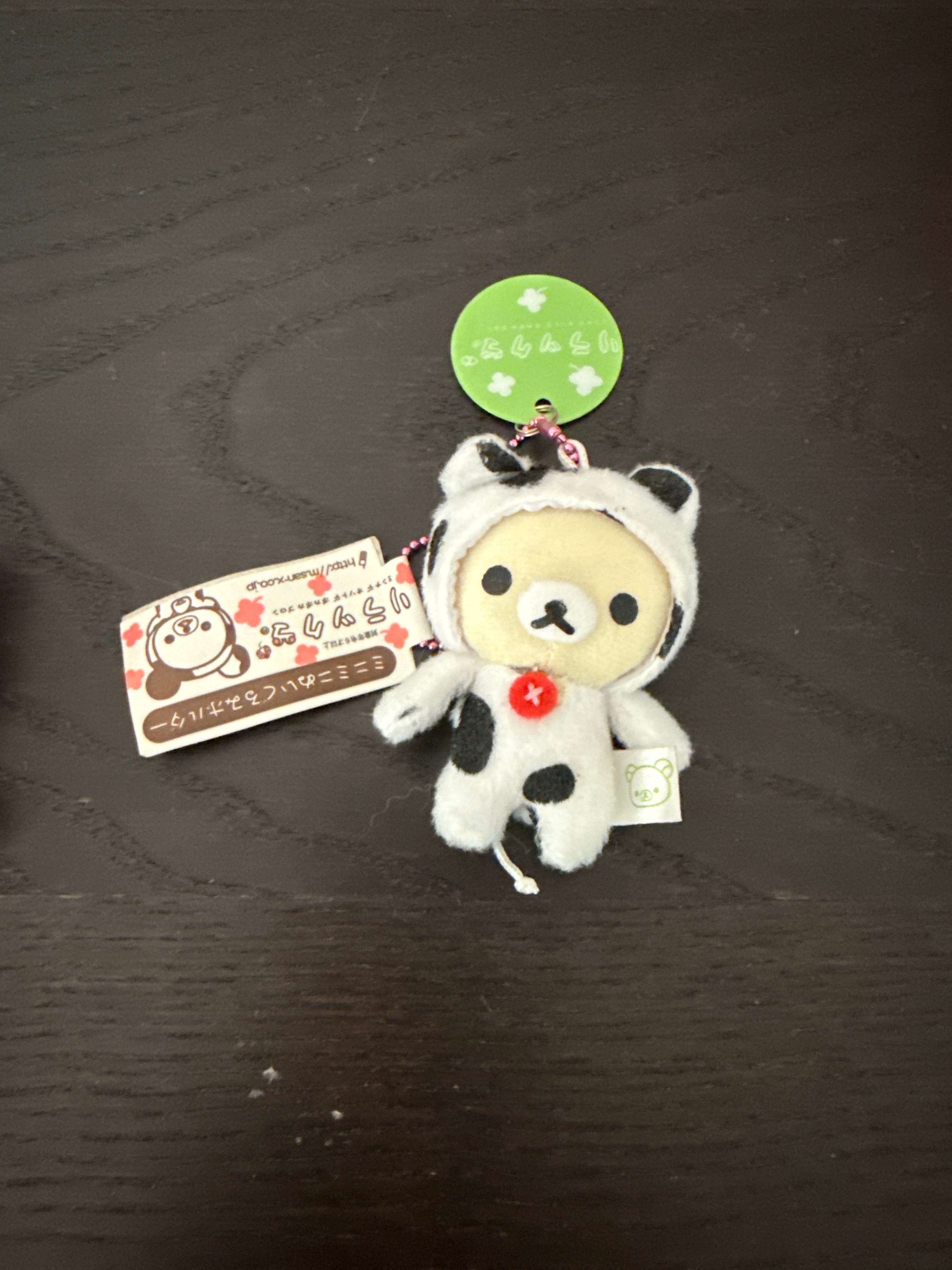 Kawaii Import Relax Bear (Rilakkuma) 2.5" Plush Mascot with Chain Korilakkuma Cow Kawaii Gifts 4974413481793