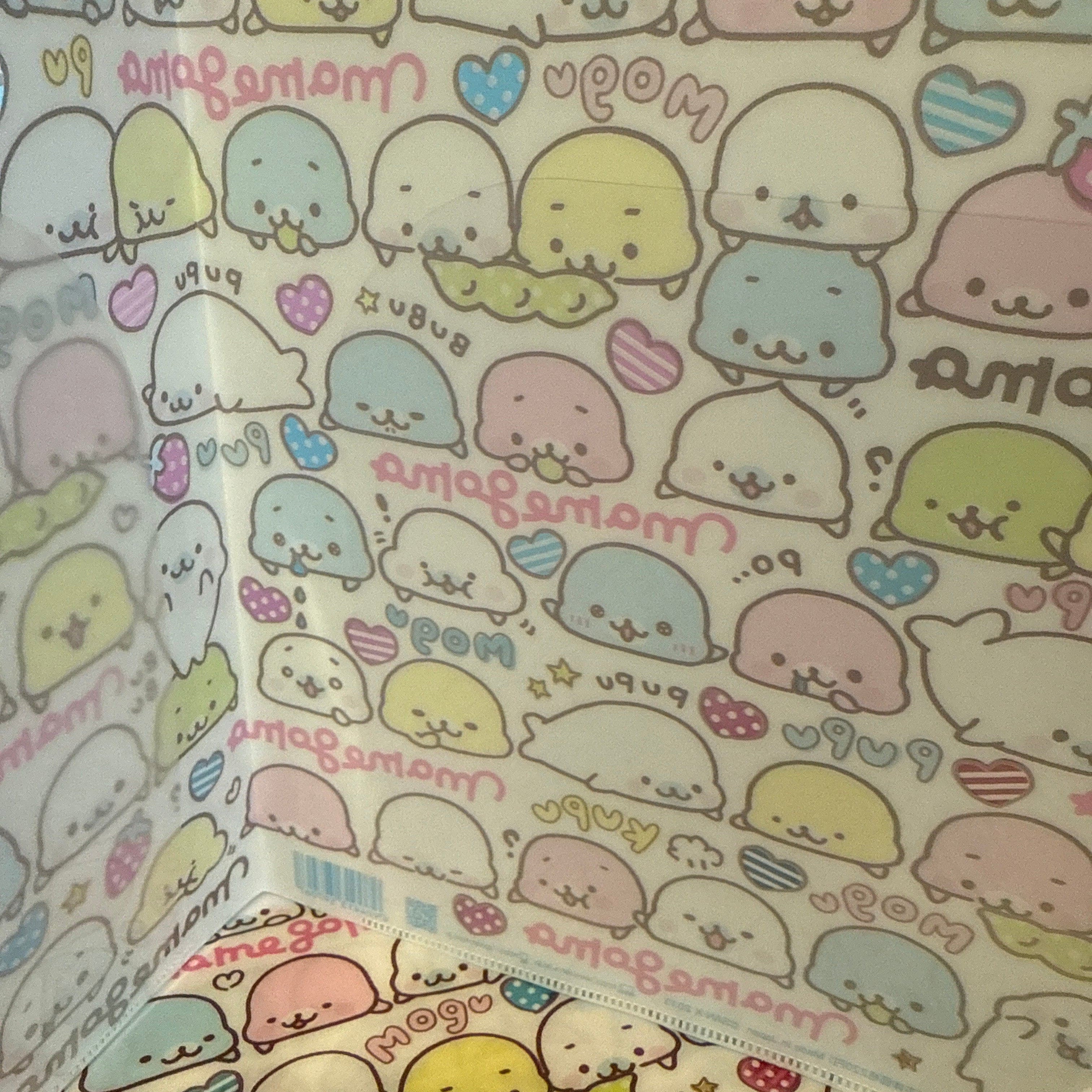 Kawaii Import San-X Mamegoma CUTE A4 2-Pocket Plastic File Folder: White (2013) Kawaii Gifts 4974413597067