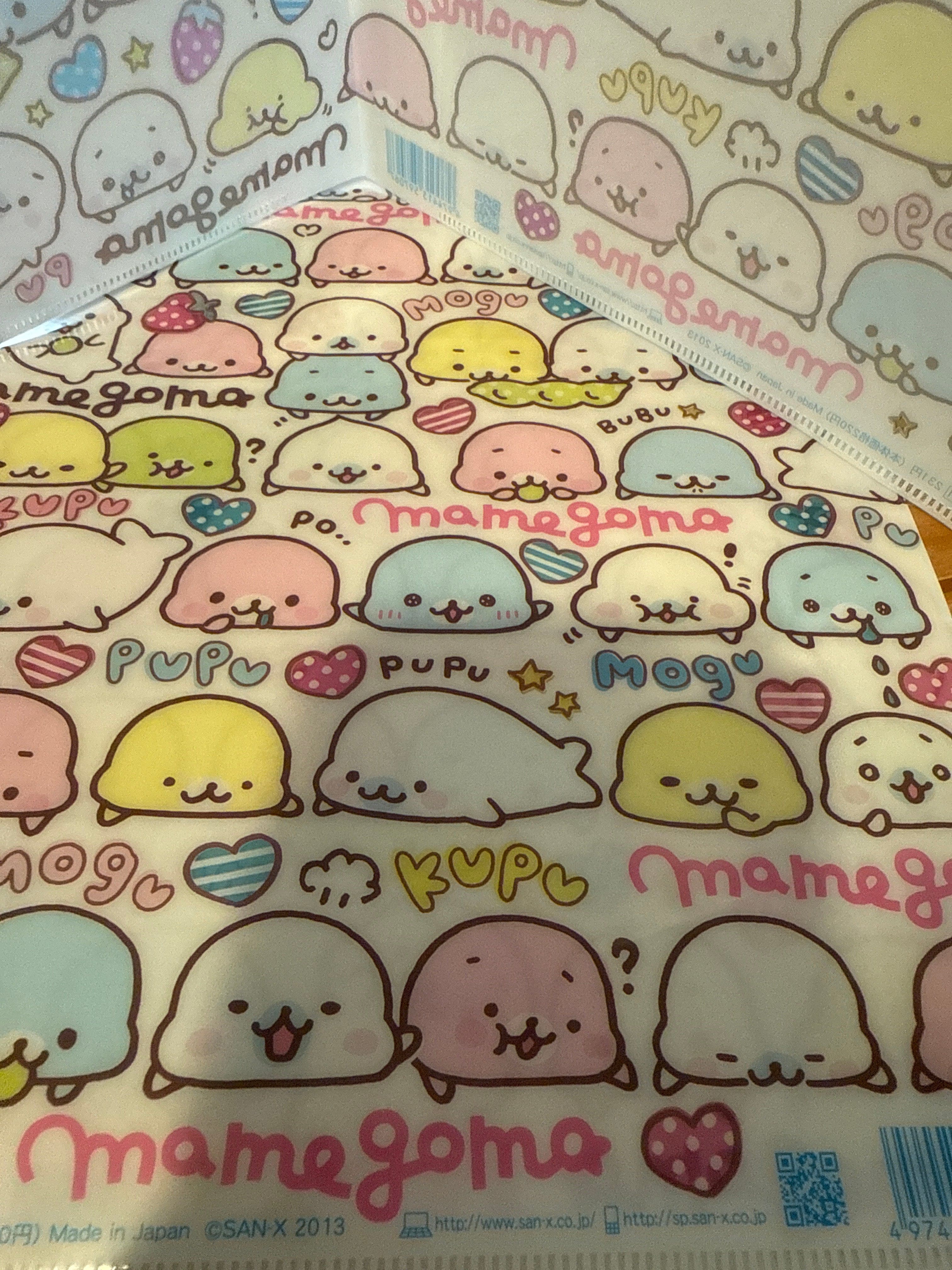 Kawaii Import San-X Mamegoma CUTE A4 2-Pocket Plastic File Folder: White (2013) Kawaii Gifts 4974413597067