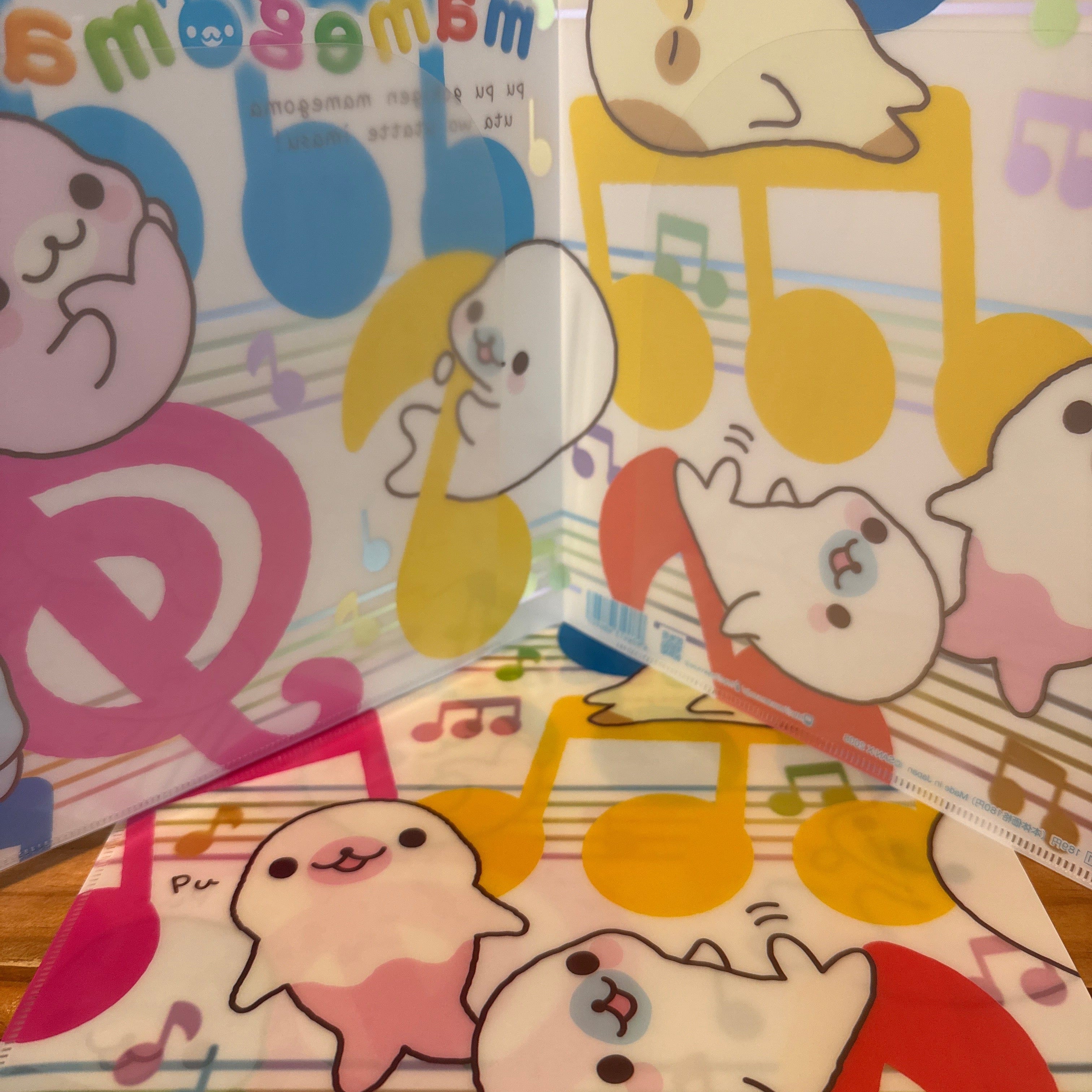 Kawaii Import San-X Mamegoma Musical Notes 2-Pocket Portfolio Plastic File Folder (2008) Kawaii Gifts 4974413486903