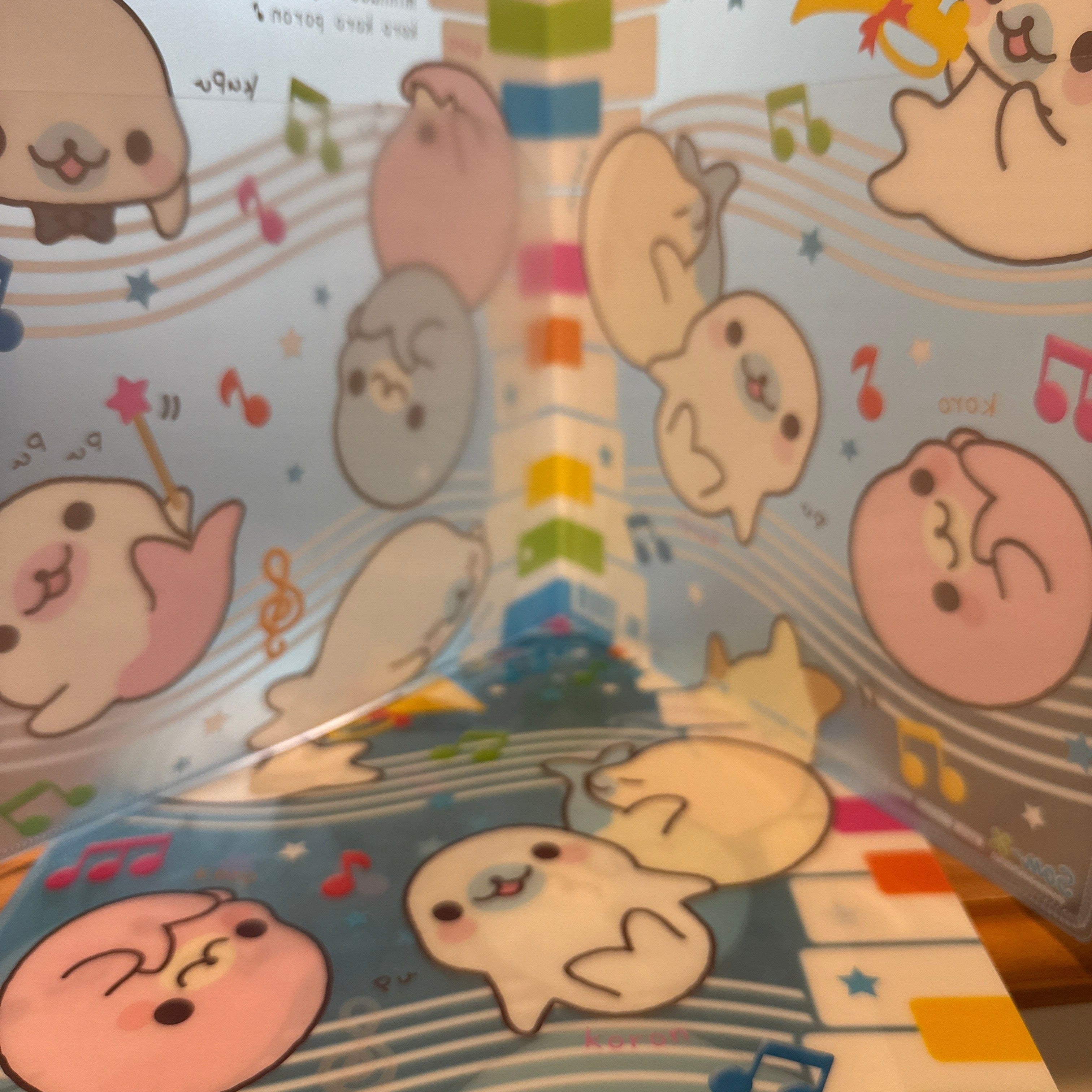 Kawaii Import San-X Mamegoma Piano Key Board 2-Pocket Portfolio Plastic File Folder (2008) Kawaii Gifts 4974413486910