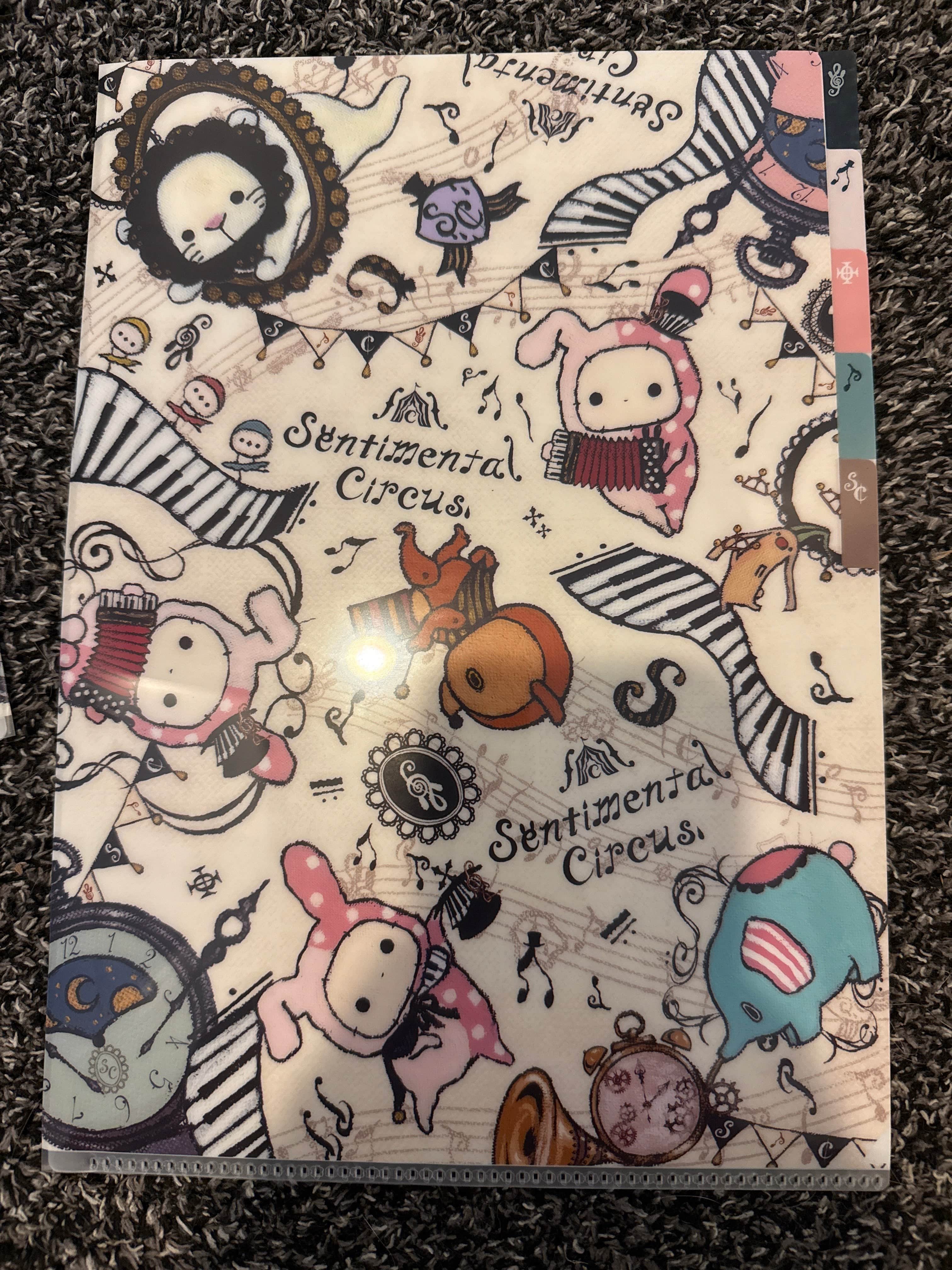 Kawaii Import San-X Sentimental Circus Music A4 5-Index Plastic File Folder (2012) Kawaii Gifts 4974413569989