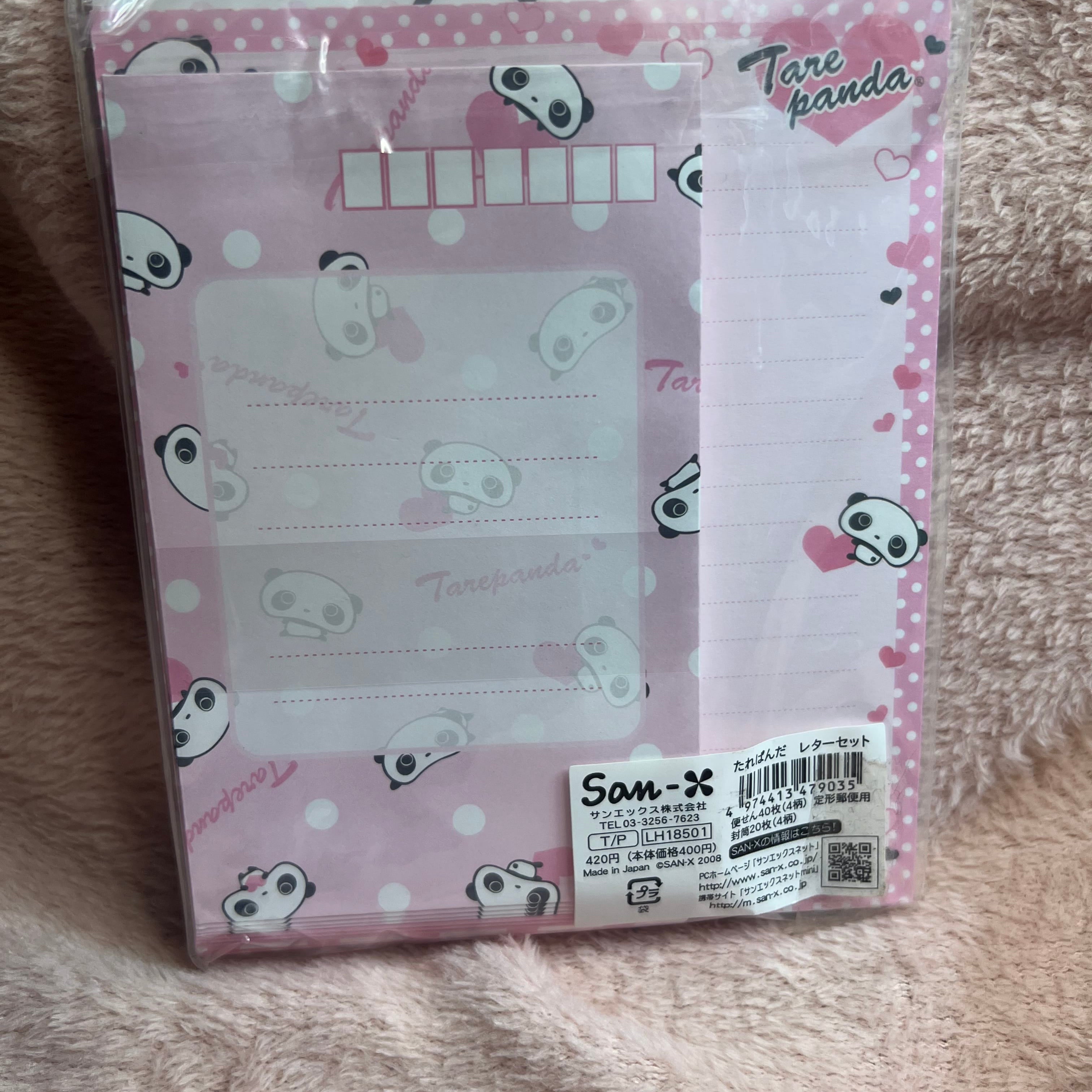 Kawaii Import San-X Tarepanda Pink Letter Set with Seal Stickers 2008 Kawaii Gifts 4974413479035