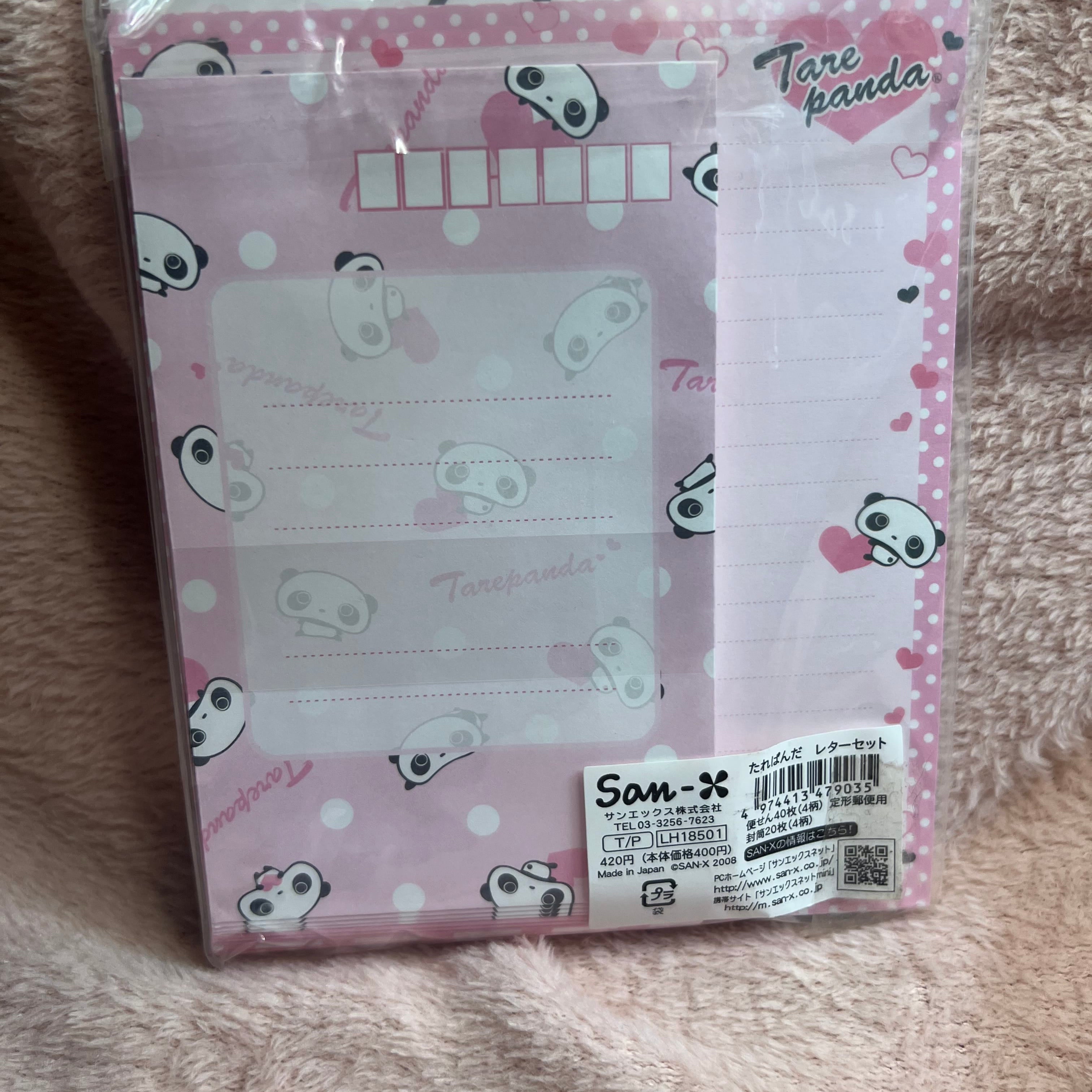 Kawaii Import San-X Tarepanda Pink Letter Set with Seal Stickers 2008 Kawaii Gifts 4974413479035