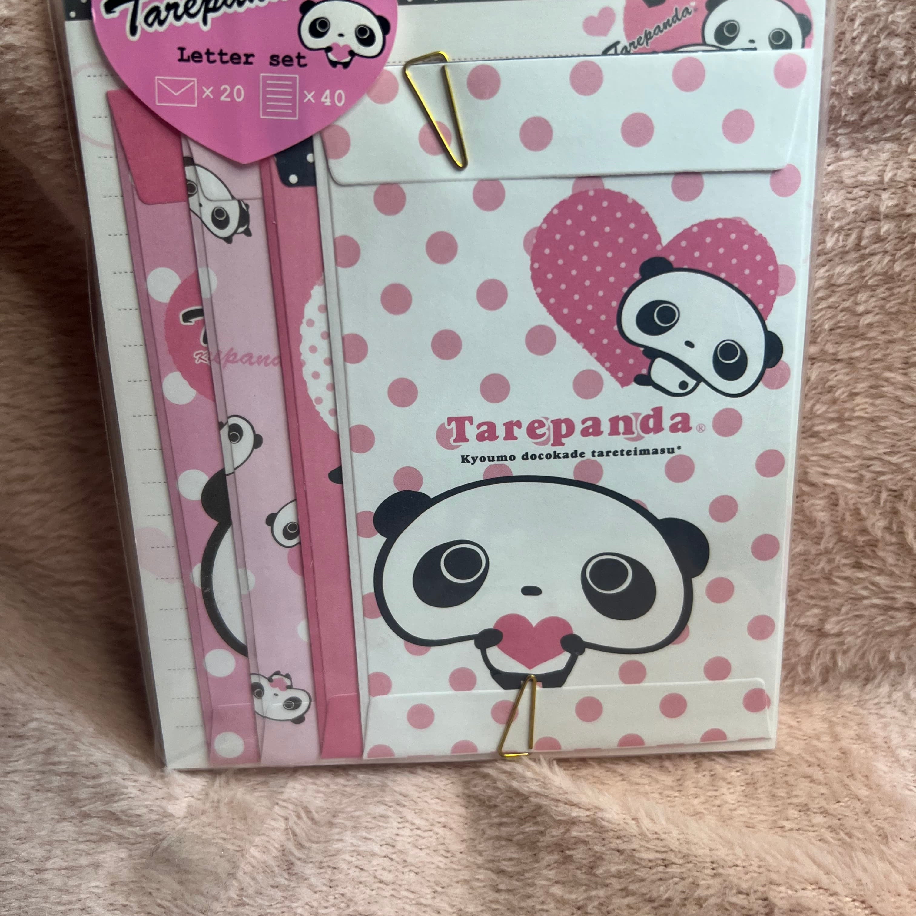 Kawaii Import San-X Tarepanda Pink Letter Set with Seal Stickers 2008 Kawaii Gifts 4974413479035