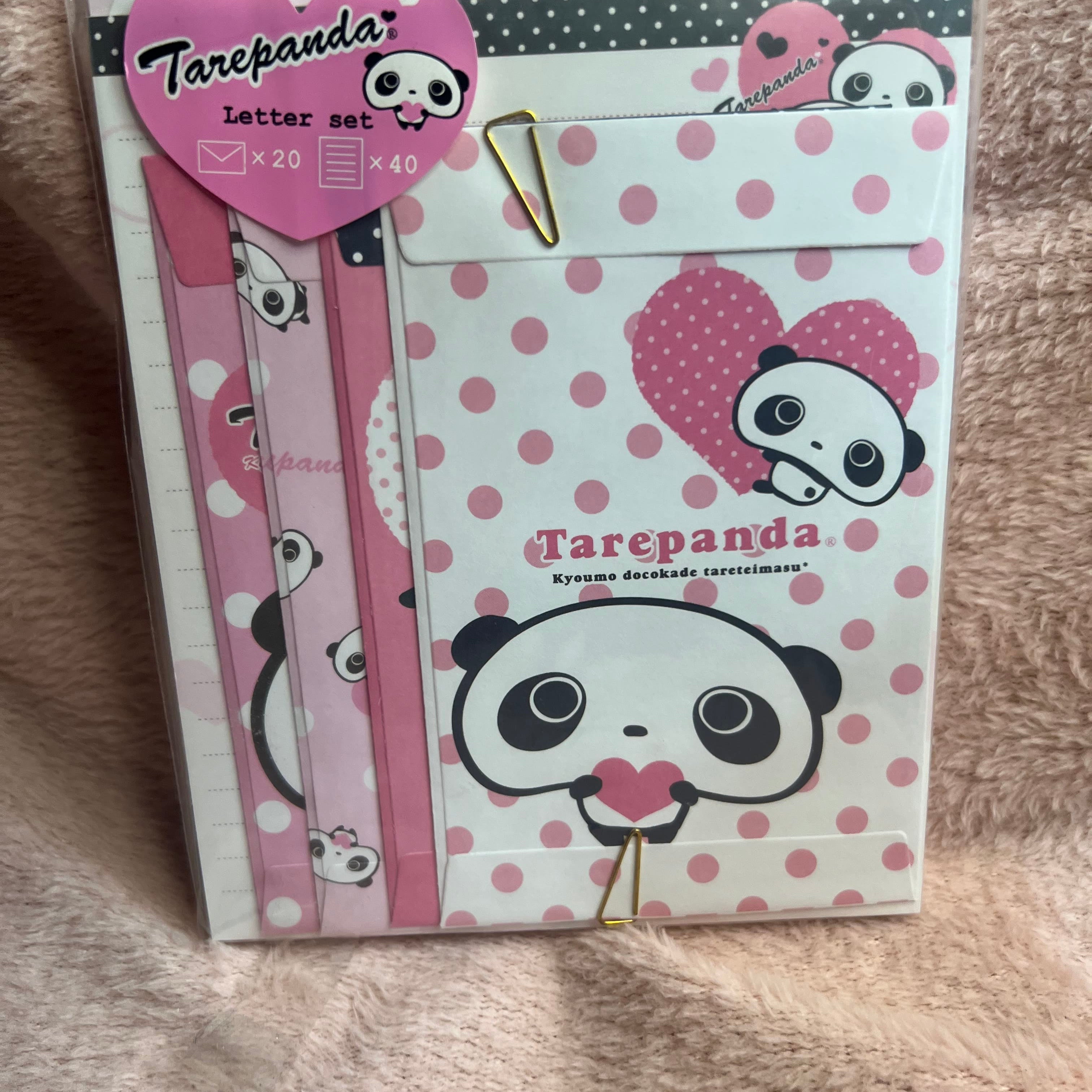 Kawaii Import San-X Tarepanda Pink Letter Set with Seal Stickers 2008 Kawaii Gifts 4974413479035