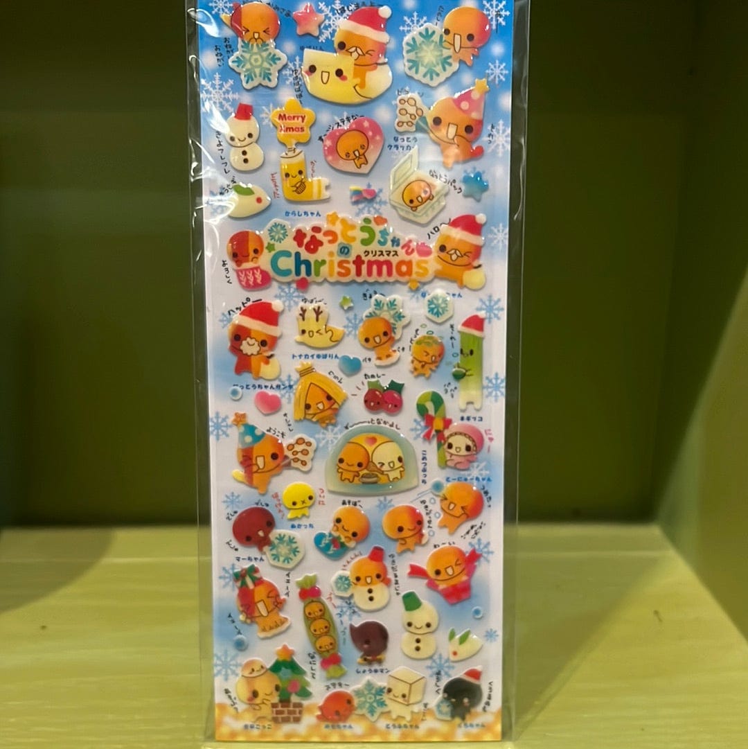 Kawaii Import Crux Natto Merry Christmas Glow-in-the-Dark Stickers Kawaii Gifts 4935124555258