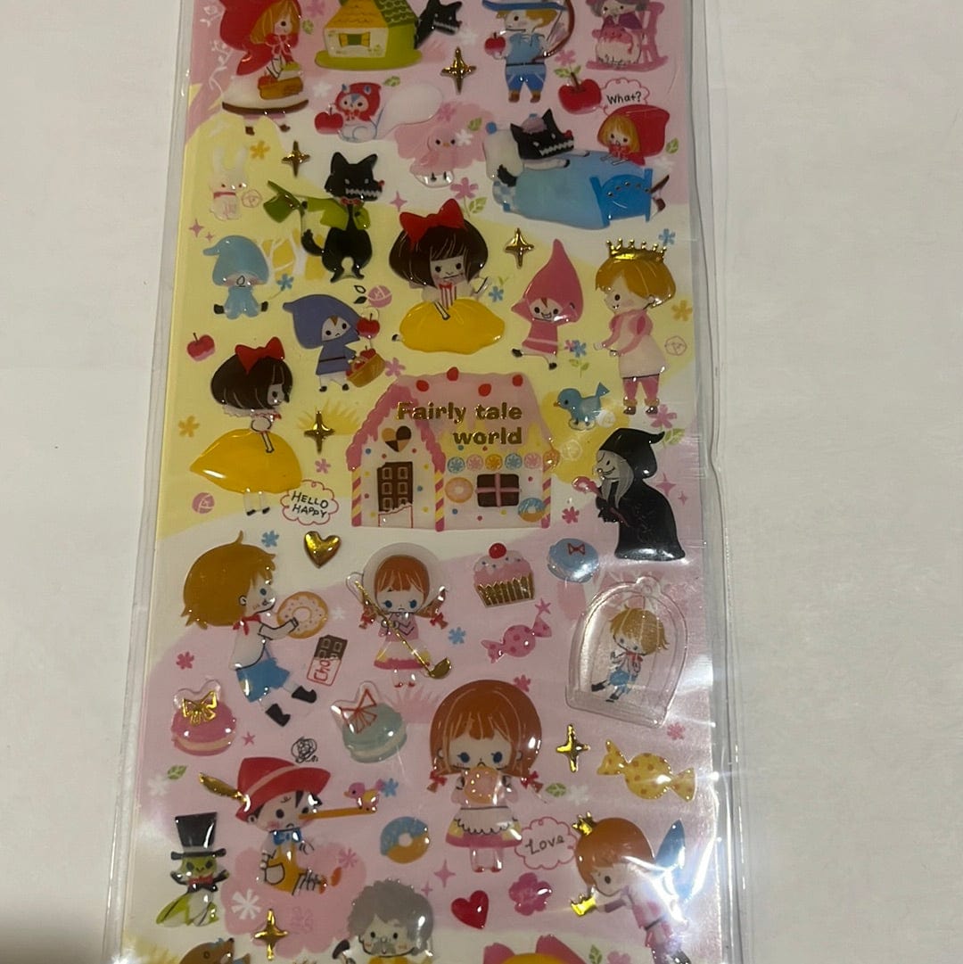 Kawaii Import Kamio Fairy Tale World Epoxy Stickers with Golden Accents Blue Package Kawaii Gifts 4991277404706
