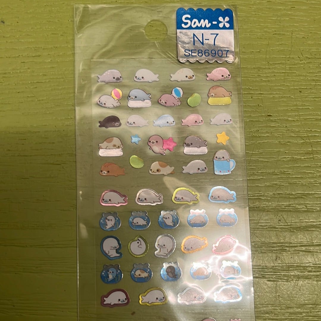 Kawaii Import Mamegoma (Little Seals) Micro Stickers with Metallic Accents (2005) Kawaii Gifts 4974413430272
