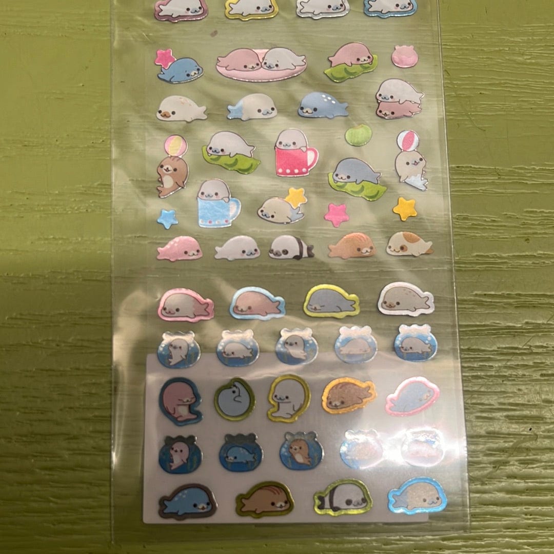 Kawaii Import Mamegoma (Little Seals) Micro Stickers with Metallic Accents (2005) Kawaii Gifts 4974413430272