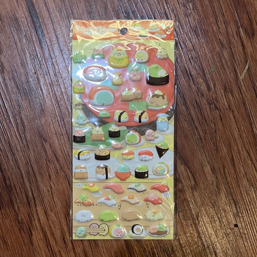Kawaii Import San-X Sumikko Gurashi "Things in the Corner" Sushi House Puffy Stickers Kawaii Gifts
