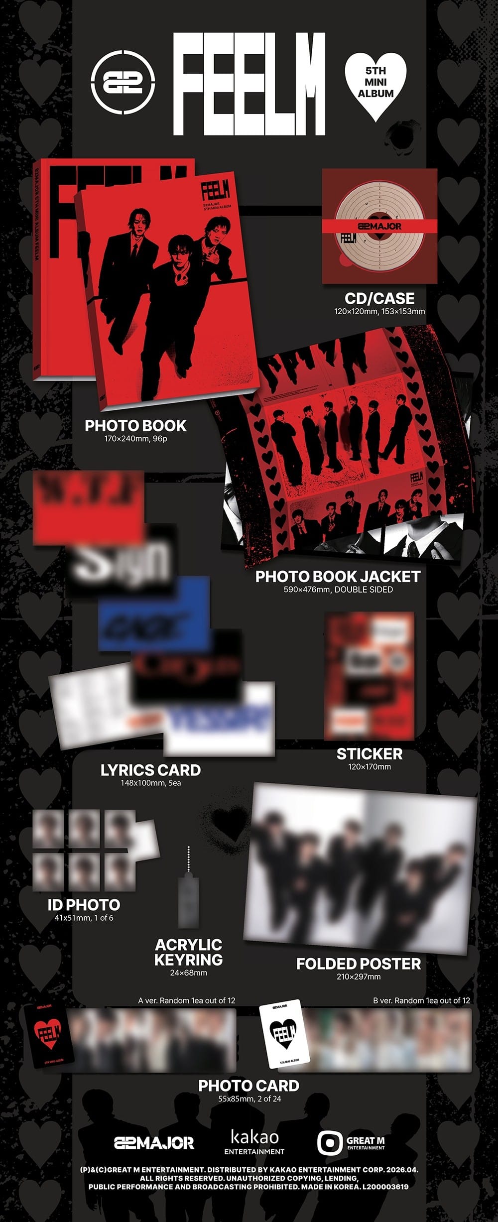 Korea Pop Store 82MAJOR - 5th Mini Album [Feelm] (Photobook Ver.) Kawaii Gifts