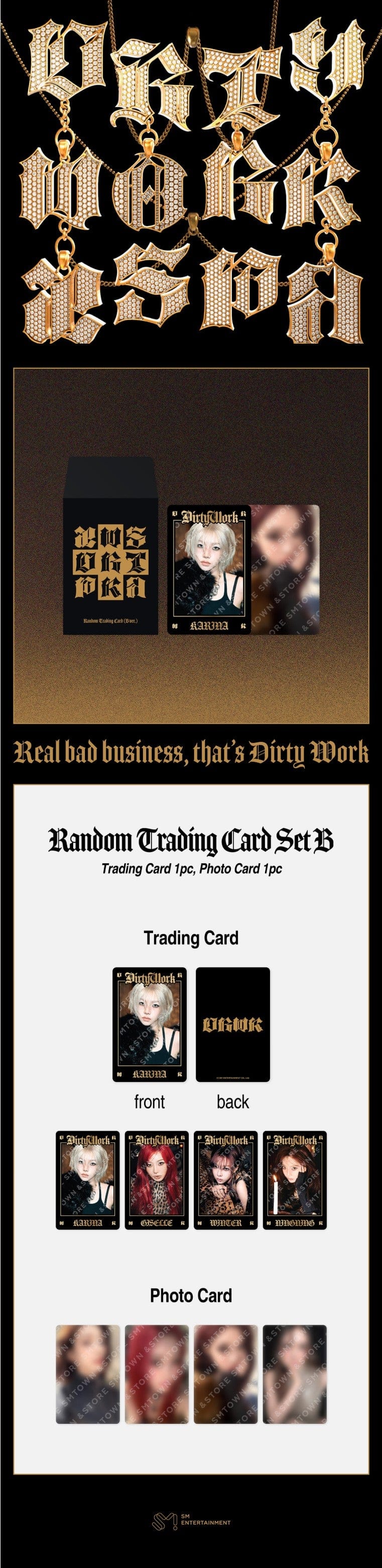 Korea Pop Store [aespa] Dirty Work - Random Trading Card Set B Kawaii Gifts