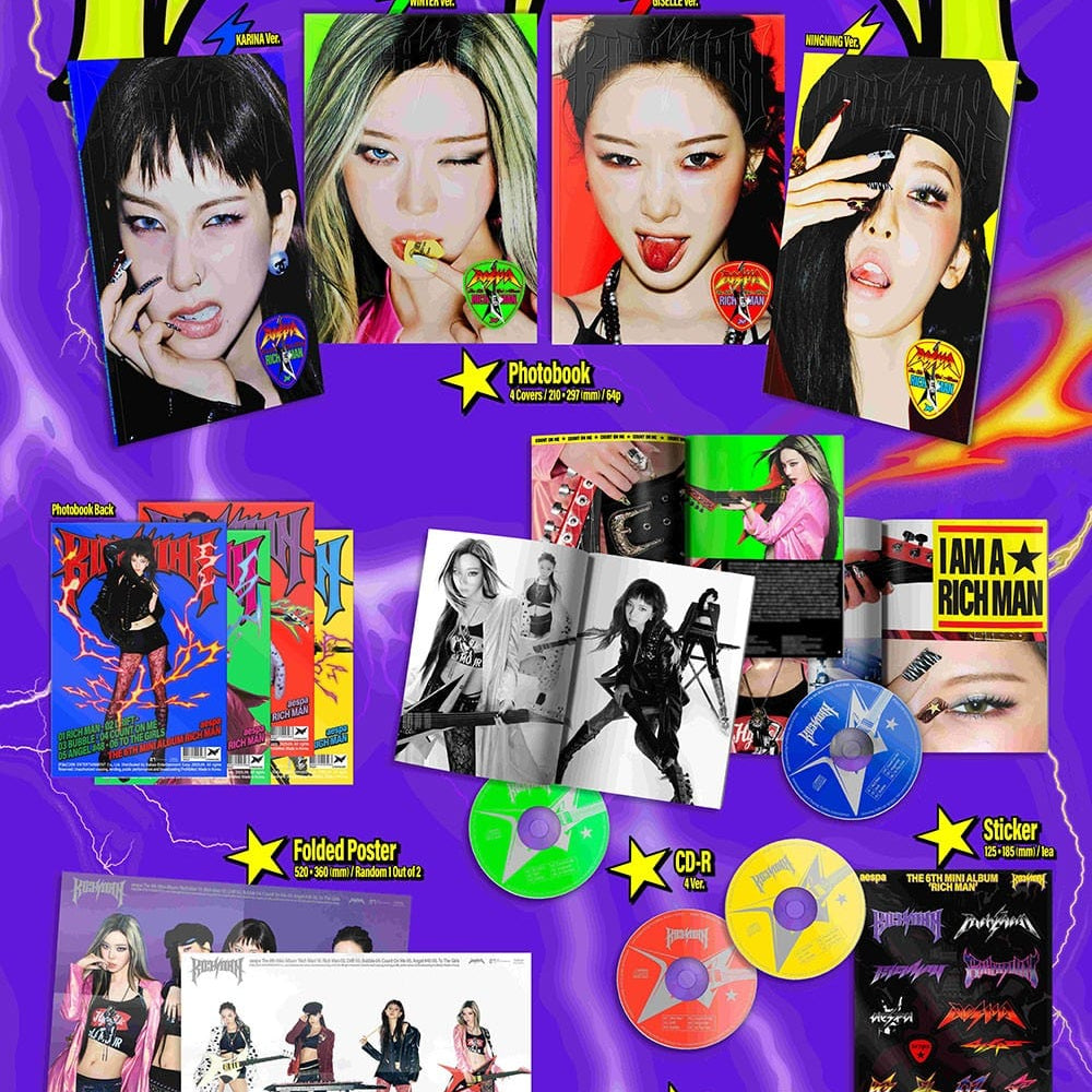 Korea Pop Store aespa - [Rich Man] (6th Mini Album) (Energy Ver.) Kawaii Gifts