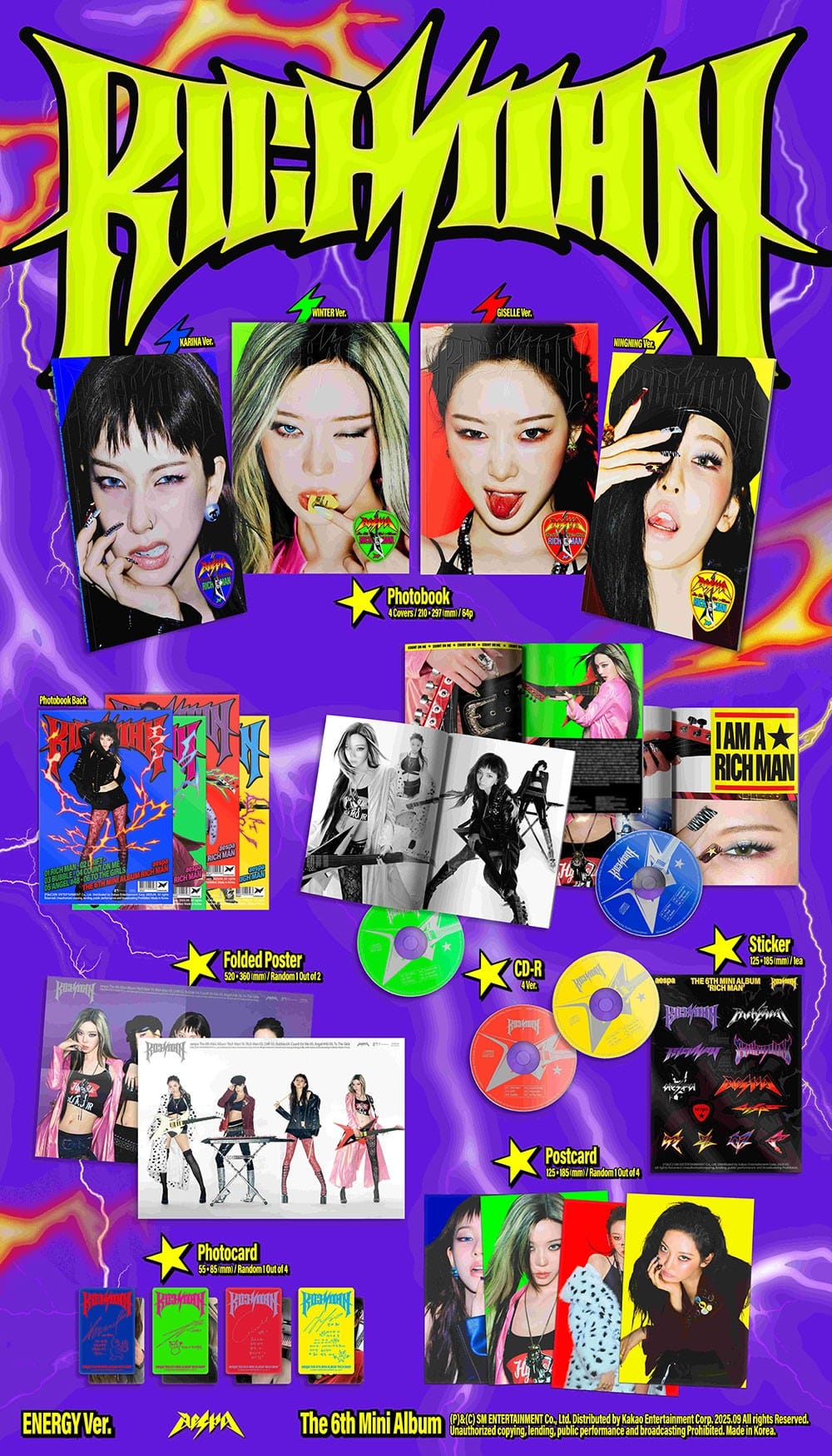 Korea Pop Store aespa - [Rich Man] (6th Mini Album) (Energy Ver.) Kawaii Gifts