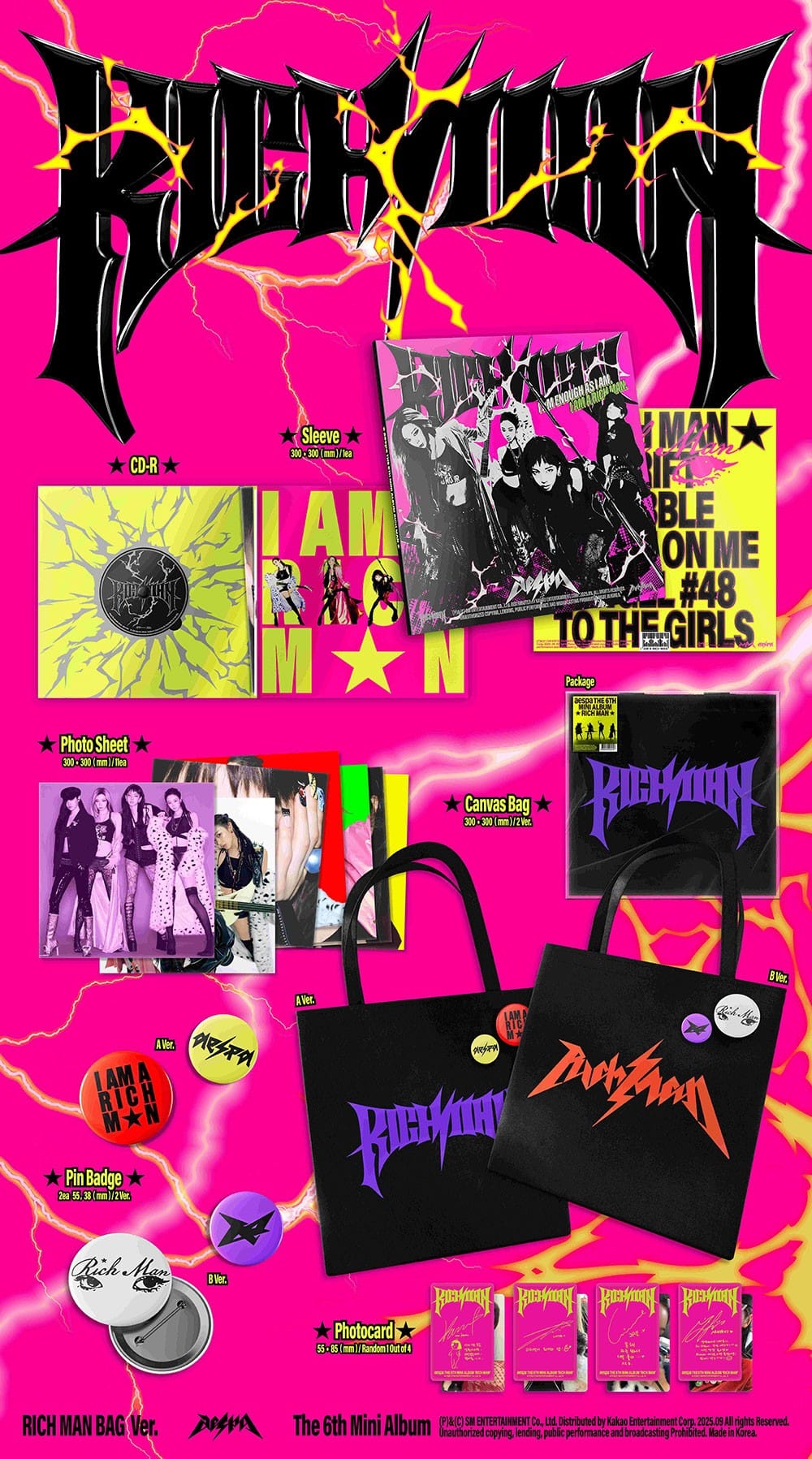 Korea Pop Store aespa - [Rich Man] (6th Mini Album) (Rich Man Bag Ver.) Kawaii Gifts