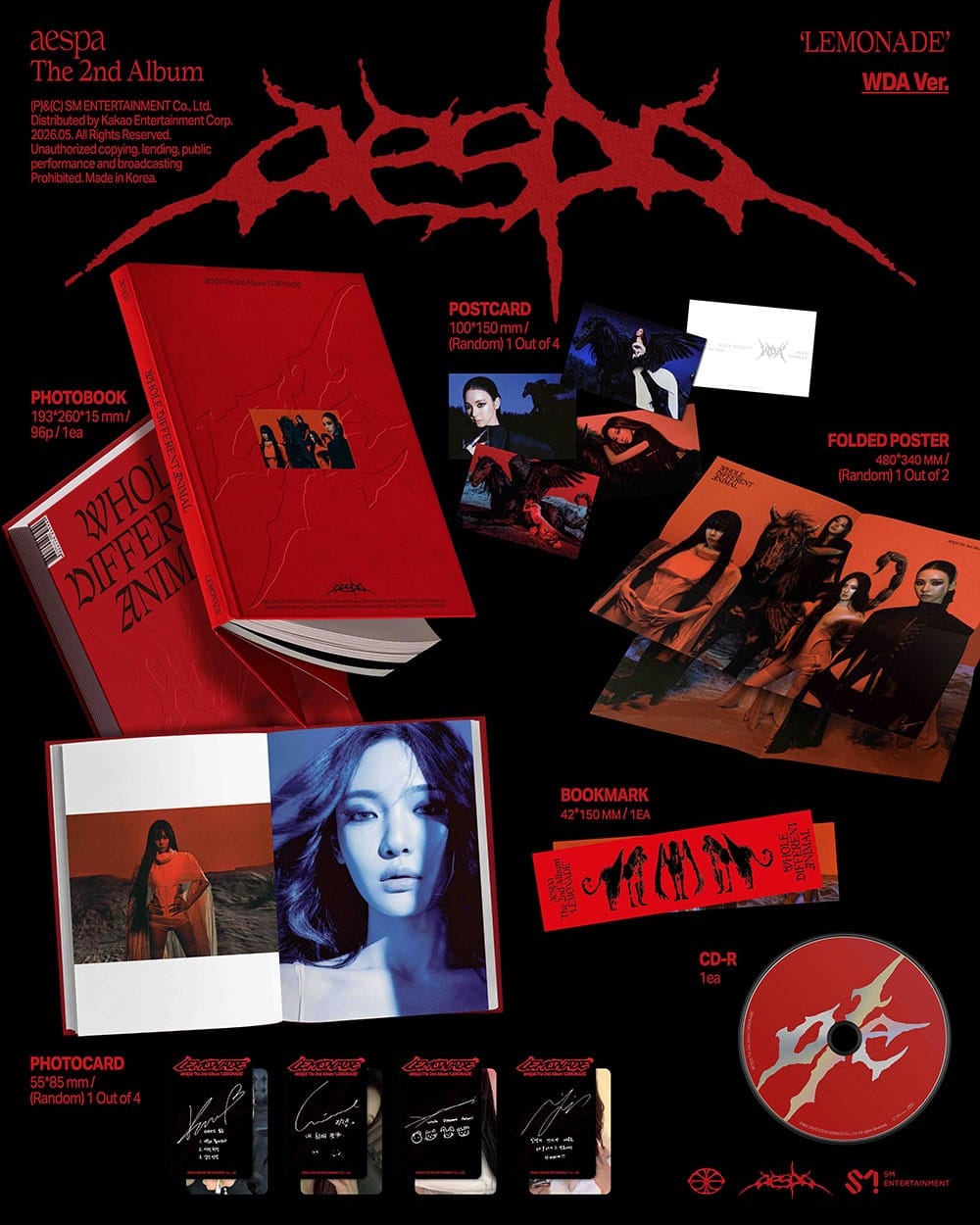 Korea Pop Store aespa - The 2nd Album [Lemonade] (WDA Ver.) Kawaii Gifts 8804775469824