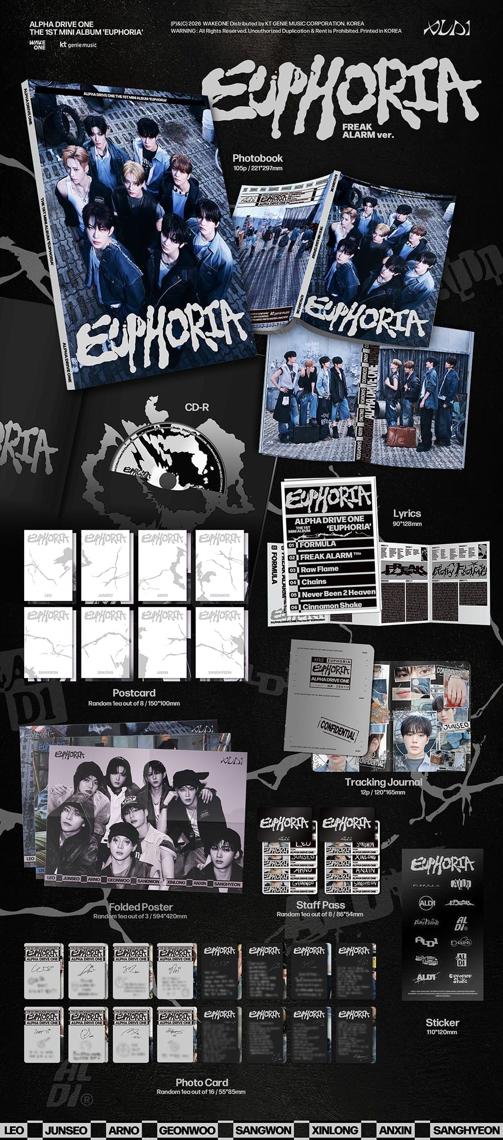 Korea Pop Store ALPHA DRIVE ONE - The 1st Mini Album [Euphoria] (Freak Alarm Ver.) Kawaii Gifts