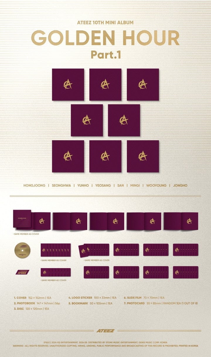 Korea Pop Store ATEEZ - GOLDEN HOUR: Part.1 (Digipack) Kawaii Gifts 8809704428040