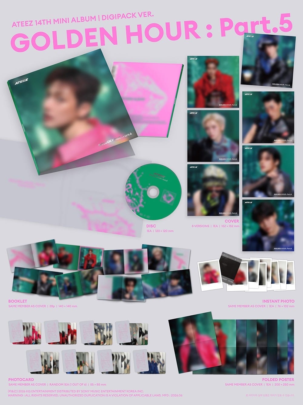 Korea Pop Store ATEEZ - Golden Hour: Part.5 (Solo Digipack Ver.) Kawaii Gifts