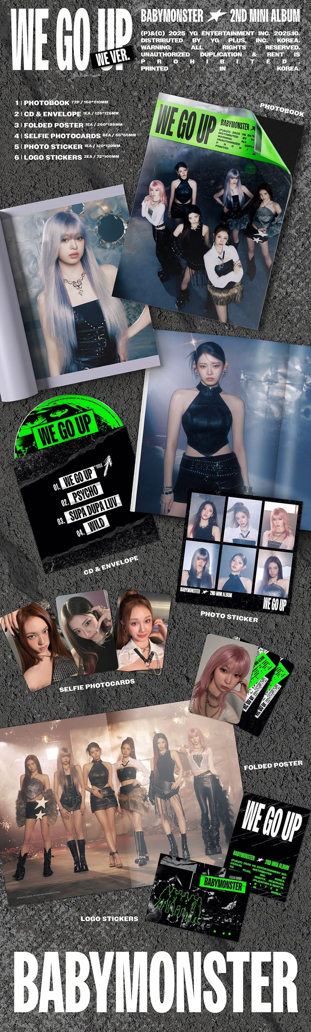 Korea Pop Store BABYMONSTER - 2nd Mini Album [We Go Up] We Ver. Kawaii Gifts