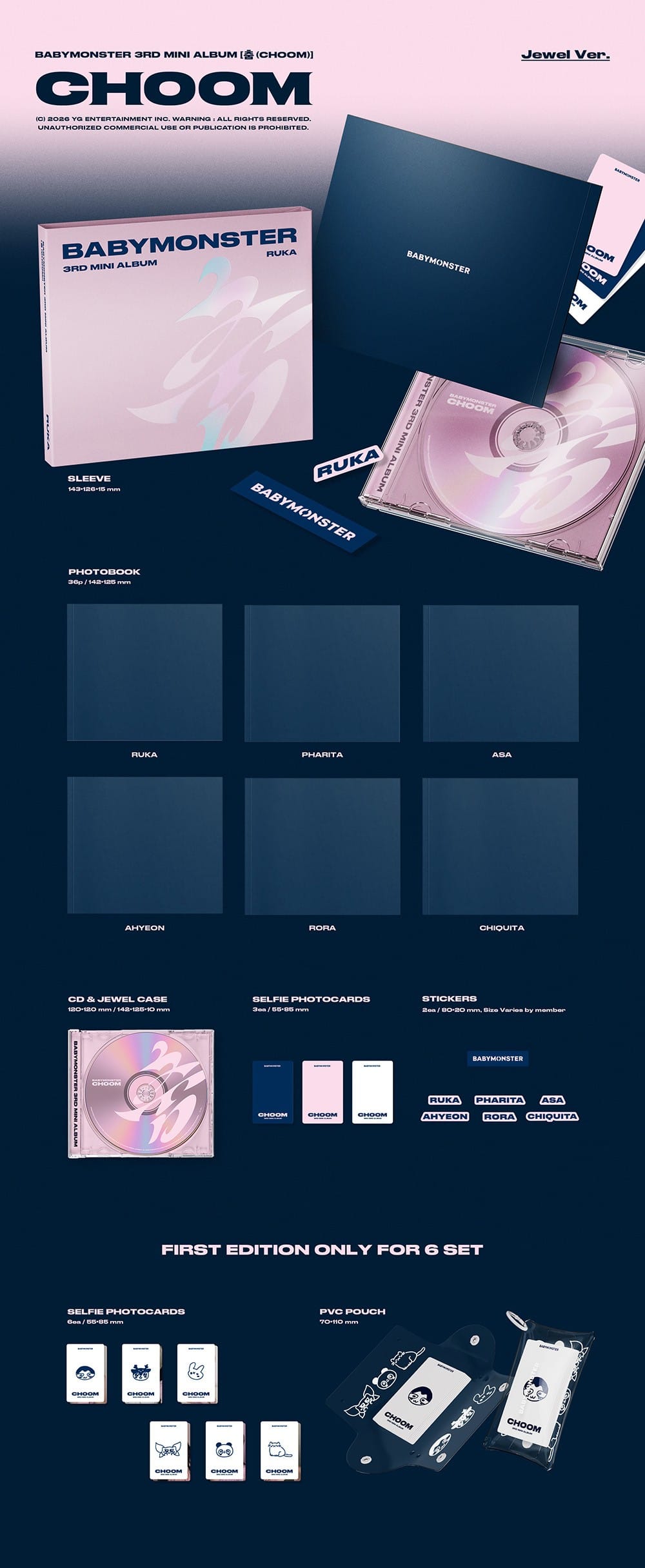 Korea Pop Store BABYMONSTER - 3rd Mini Album [Choom] Jewel Ver. Kawaii Gifts