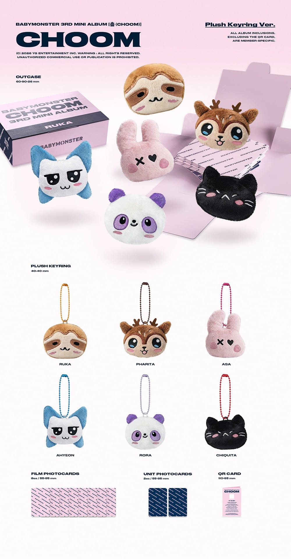 BABYMONSTER - 3rd Mini Album [Choom] Plush Keyring Ver. – Kawaii Gifts