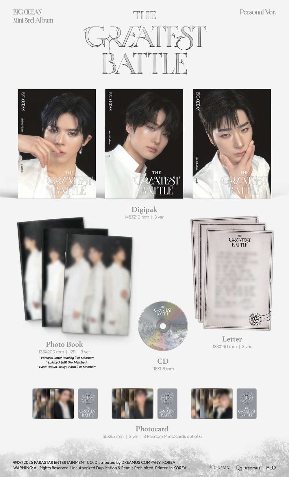 Korea Pop Store BIG OCEAN - 3rd Mini Album [The Greatest Battle] (Personal Ver.) Kawaii Gifts 8809954225895