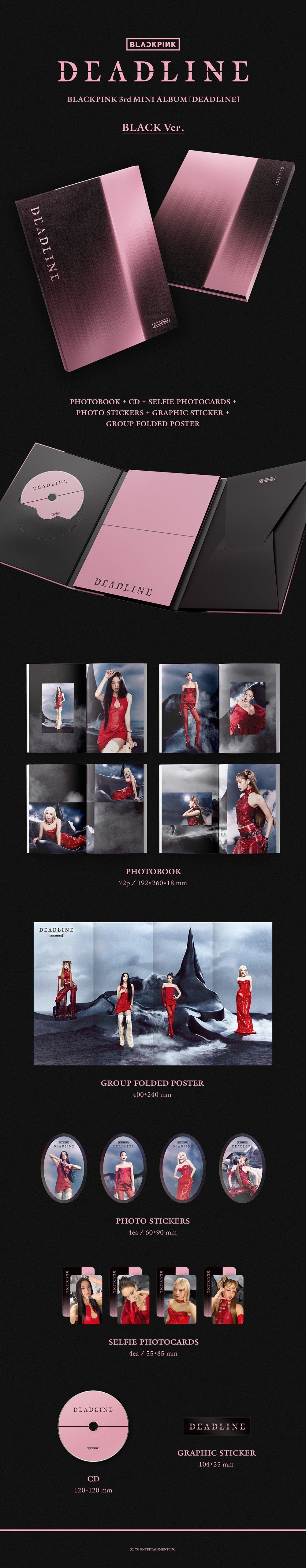 Korea Pop Store BLACKPINK - 3rd Mini Album [Deadline] Black Ver. Kawaii Gifts