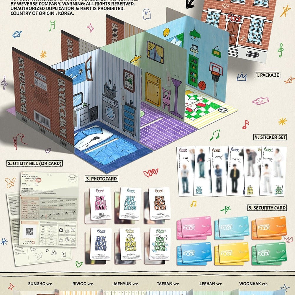 Korea Pop Store BOYNEXTDOOR - 1st Studio Album [Home] (Weverse Albums Ver.) Kawaii Gifts 8800353119860