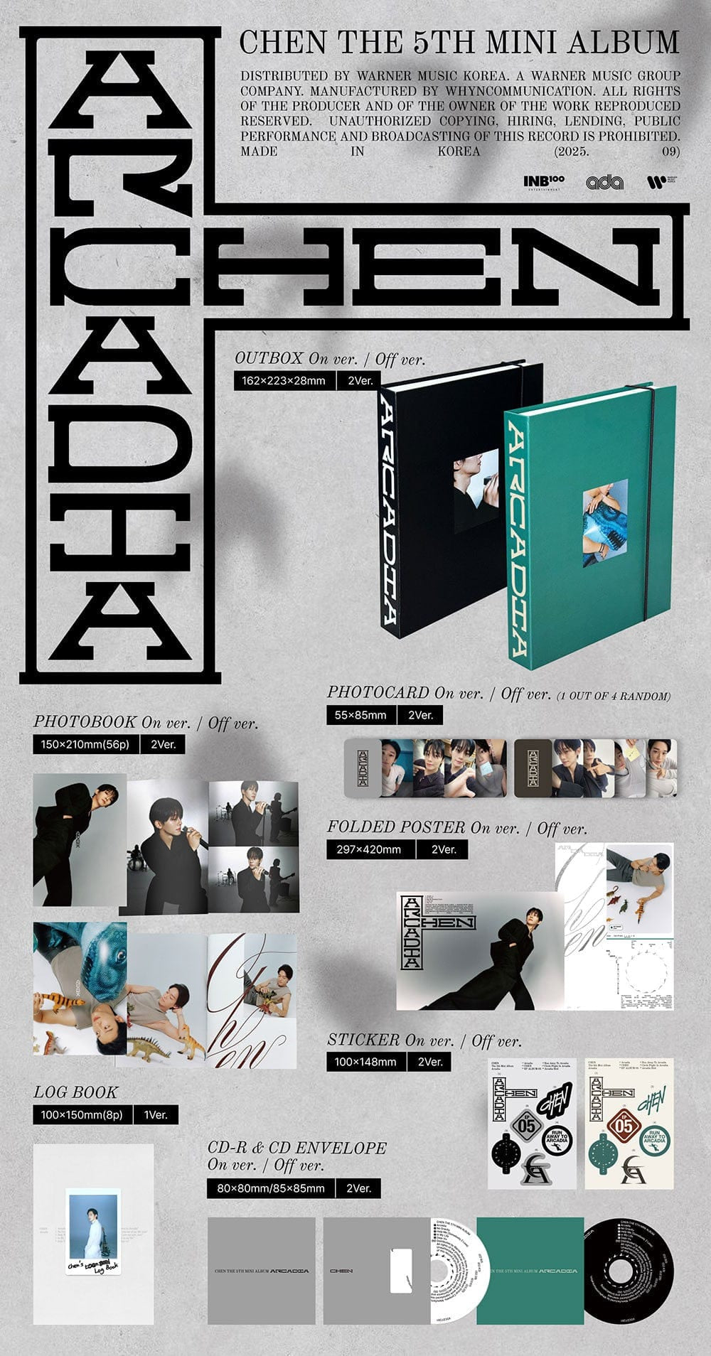 Korea Pop Store CHEN - The 5th Album [Arcadia] Kawaii Gifts 8809957312028