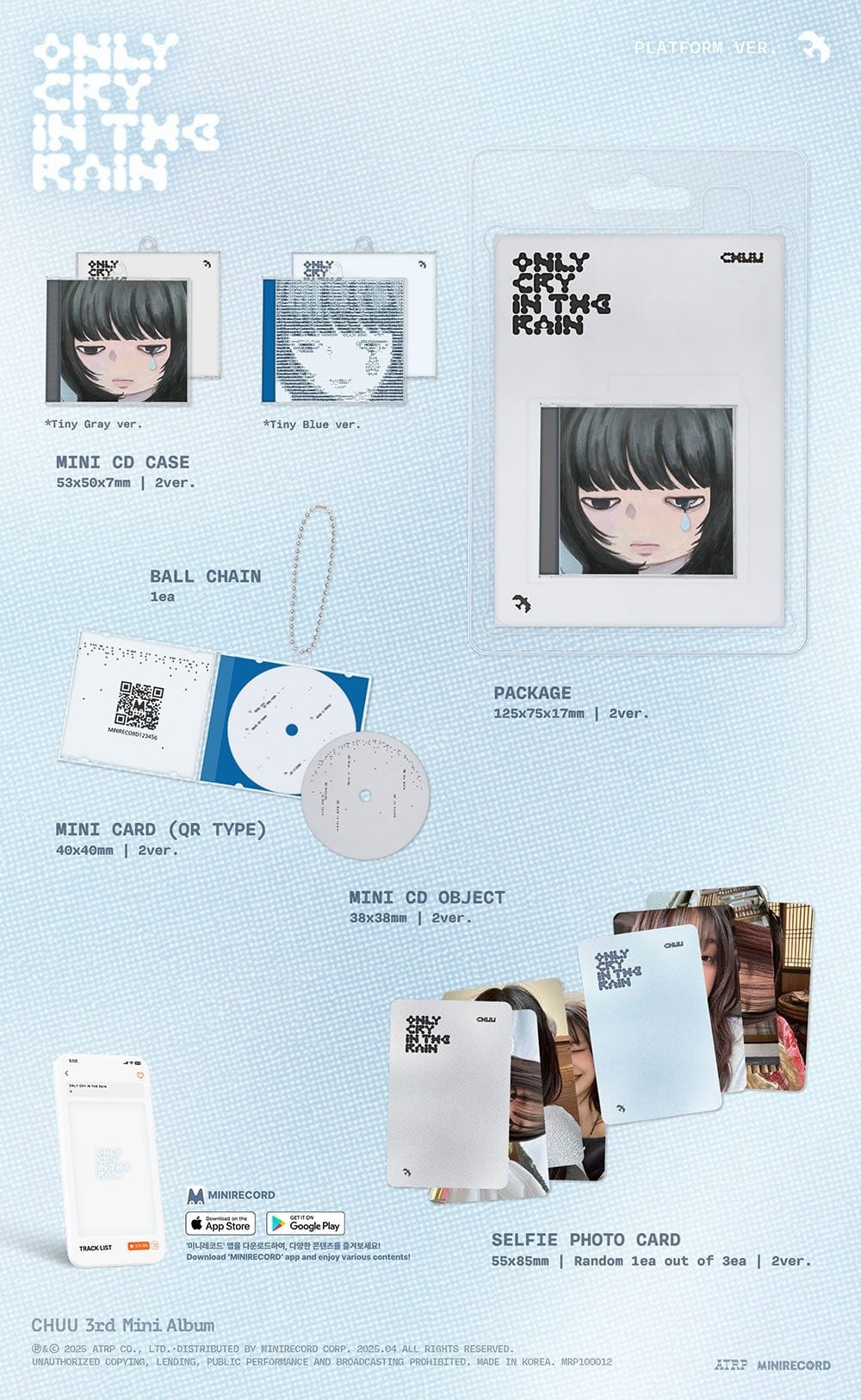 Korea Pop Store CHUU - [Only Cry in the Rain] (3rd Mini Album) (Platform Ver.) Kawaii Gifts
