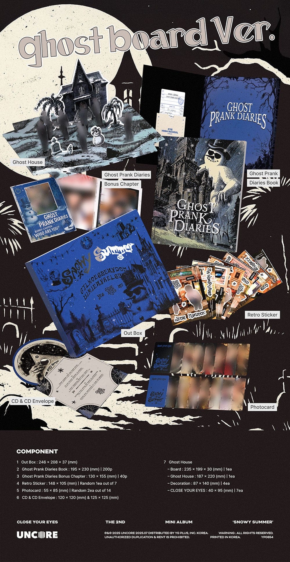 Korea Pop Store CLOSE YOUR EYES - The 2nd Mini Album [Snowy Summer] (Ghost Board Ver.) Kawaii Gifts