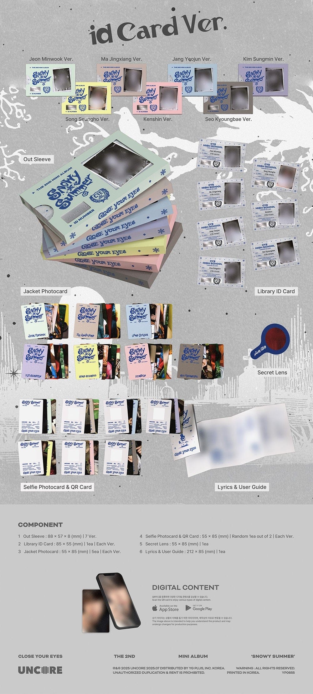 Korea Pop Store CLOSE YOUR EYES - The 2nd Mini Album [Snowy Summer] (ID Card/Pocaalbum Ver.) Kawaii Gifts