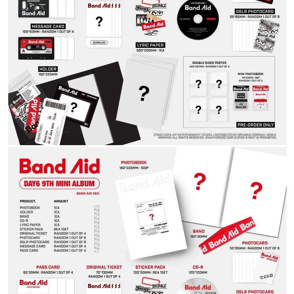 Korea Pop Store DAY6 - [Band Aid] [9th Mini Album] Kawaii Gifts